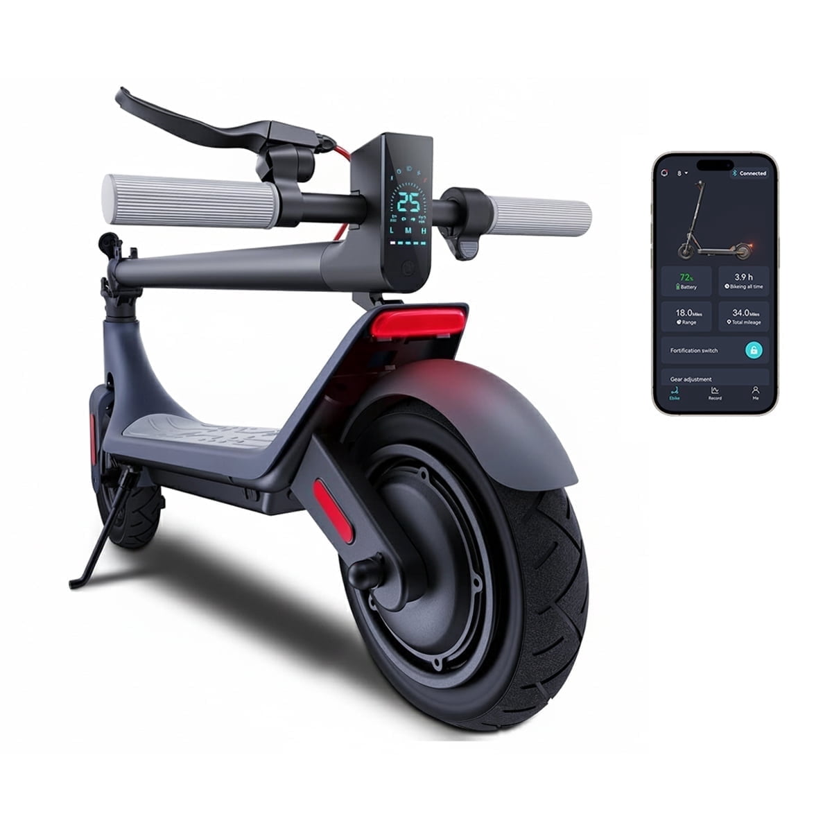 Golucky Electric Scooter, Foldable Commuter E-Scooter with Smart App Control, 350W Motor, 15 MPH Max Speed, 19 Mile Range (10 in Tires) xr6t8