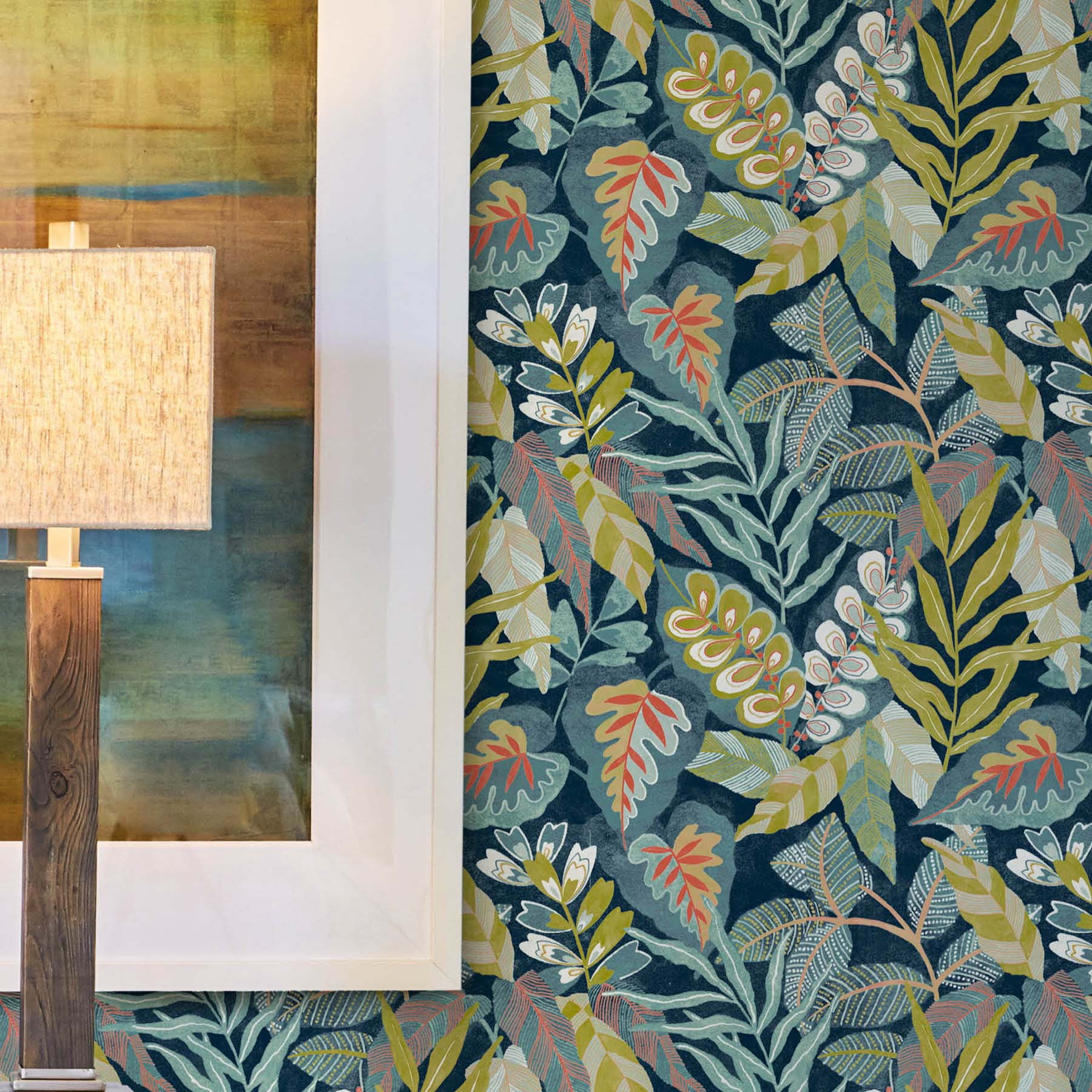 Roommates Studio Malena Floral Peel and Stick Wallpaper (Blue, 30.75 sq ft) zsz58