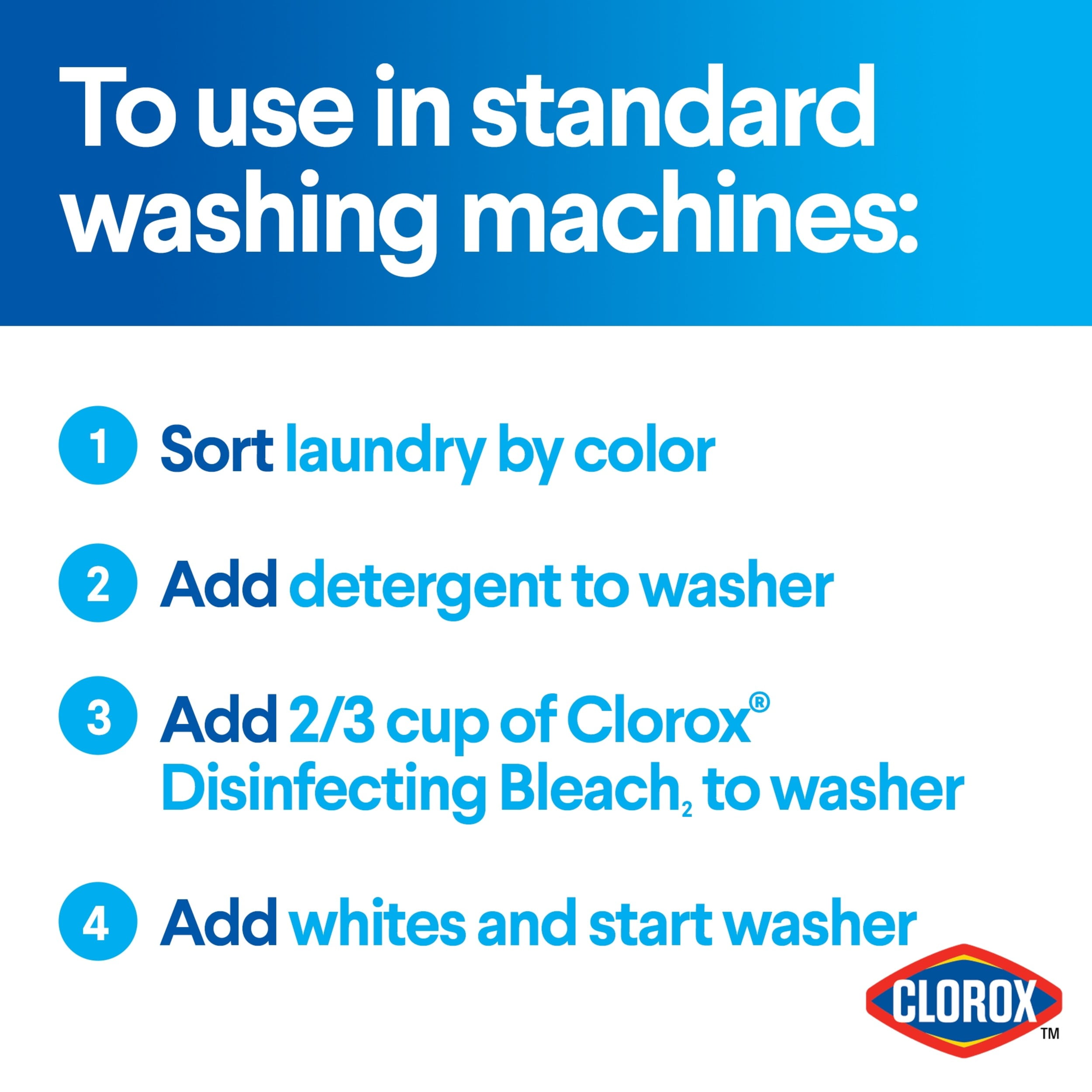 Clorox Disinfecting Bleach, Concentrated Laundry Whitener and Surface Cleaner (Regular, 2 Pack, 121 fl oz) hmznr