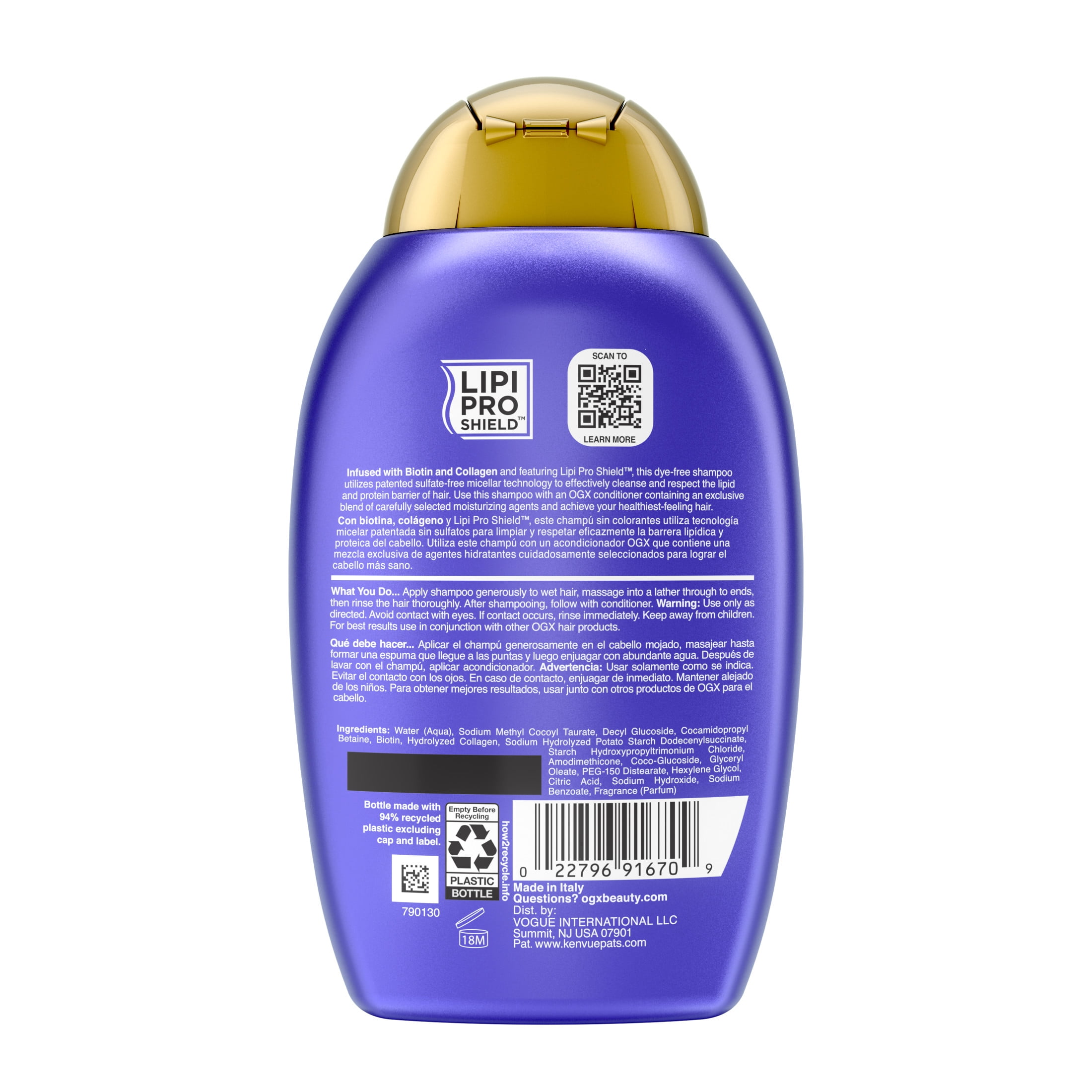 OGX Thick & Full Biotin & Collagen Volumizing Shampoo for Fine Hair (13 fl oz) puu5o