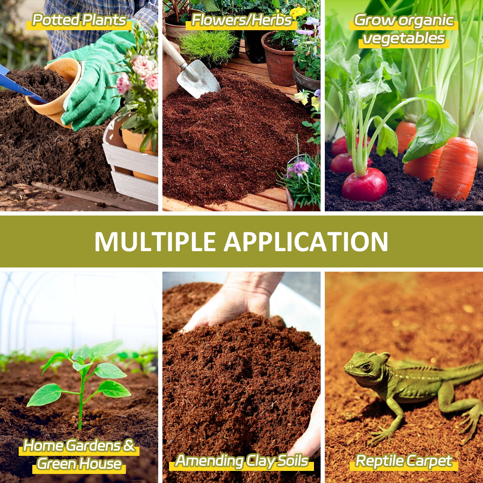 Legigo Organic Coco Coir Brick Compressed Coconut Fiber Soil Substrate for Gardening (1 Pack, 8 x 4 x 2 in) 1h0h4