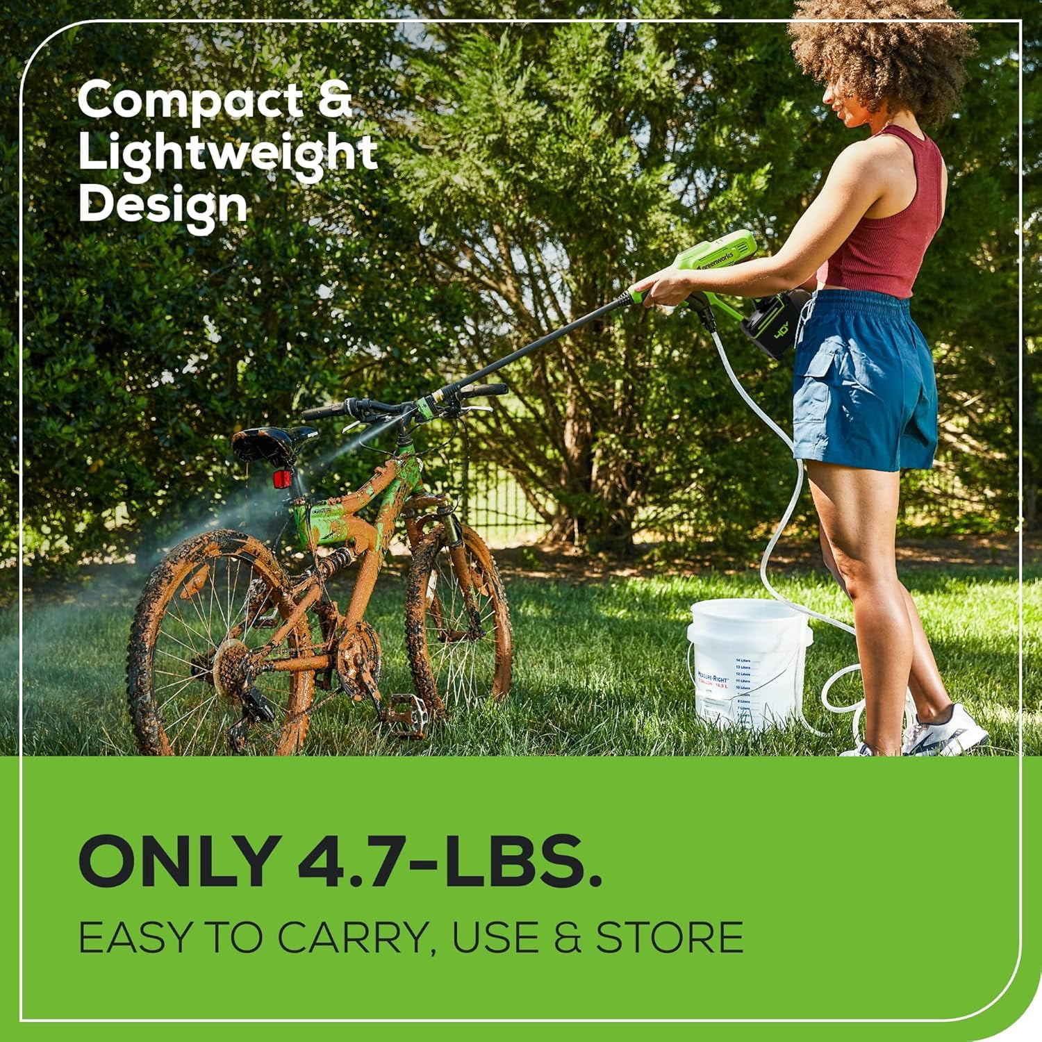 Greenworks 40V Cordless Power Cleaner with 2Ah USB Battery and Charger (600 PSI, 0.8 GPM) djxk6