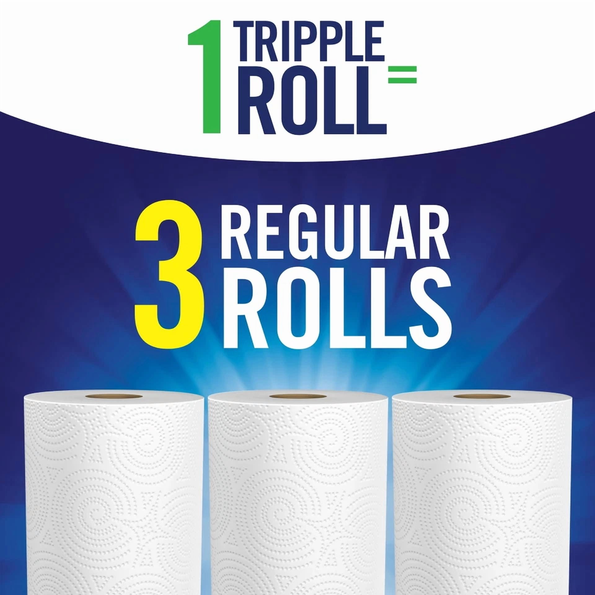 RUGED Sparkle Tear-A-Square Paper Towels, Absorbent Cleaning Sheets (White, 6 Triple Rolls) eqmmb