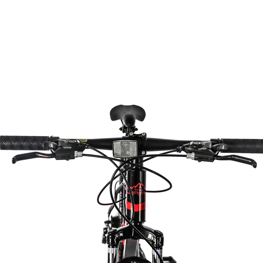 EDOEMSE Mountain Bike 21-Speed Trail Bicycle with Dual Disc Brakes (Red/Black, 26 in) zn9sl