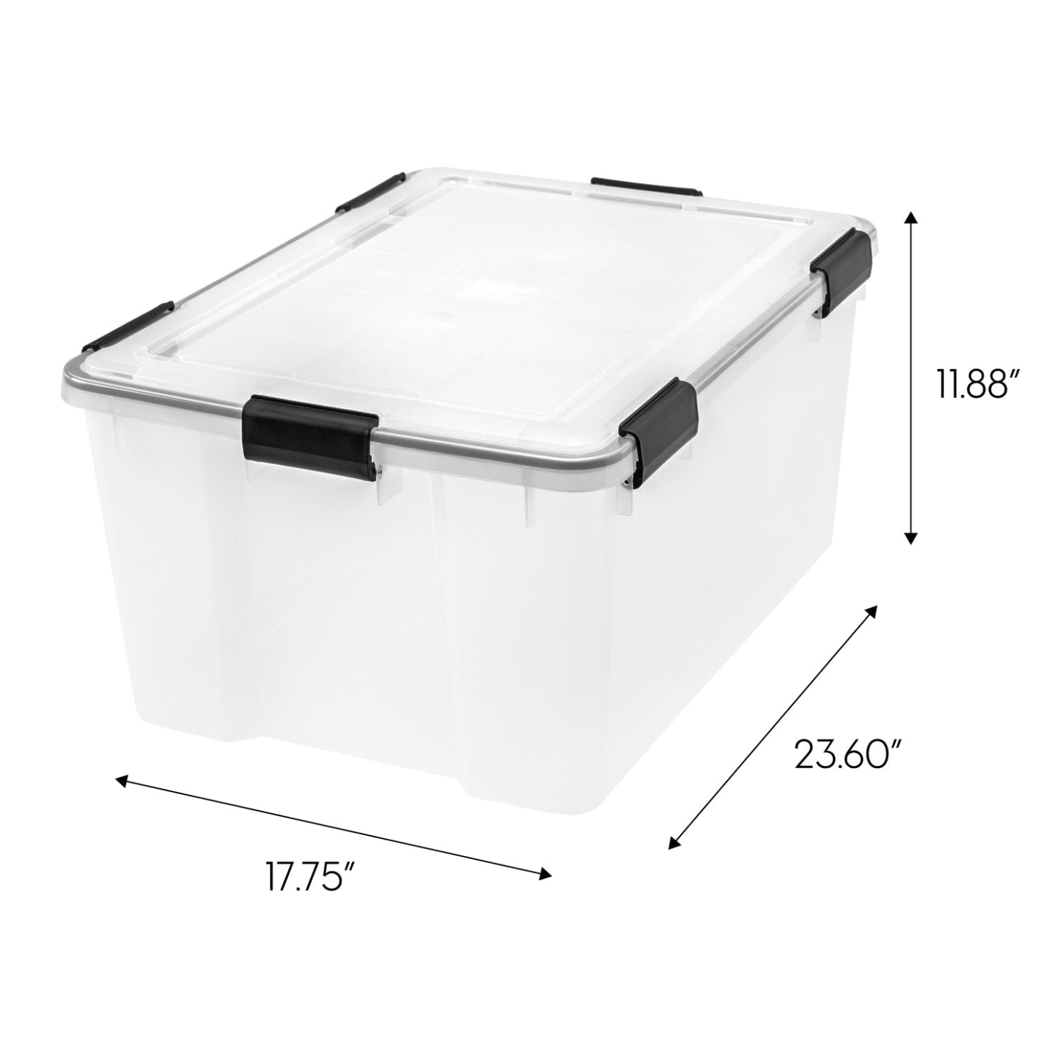 IRIS USA Airtight Plastic Storage Bin with WeatherPro Seal and Latching Buckles (Clear, 62 qt, 4 Pack) sztgi