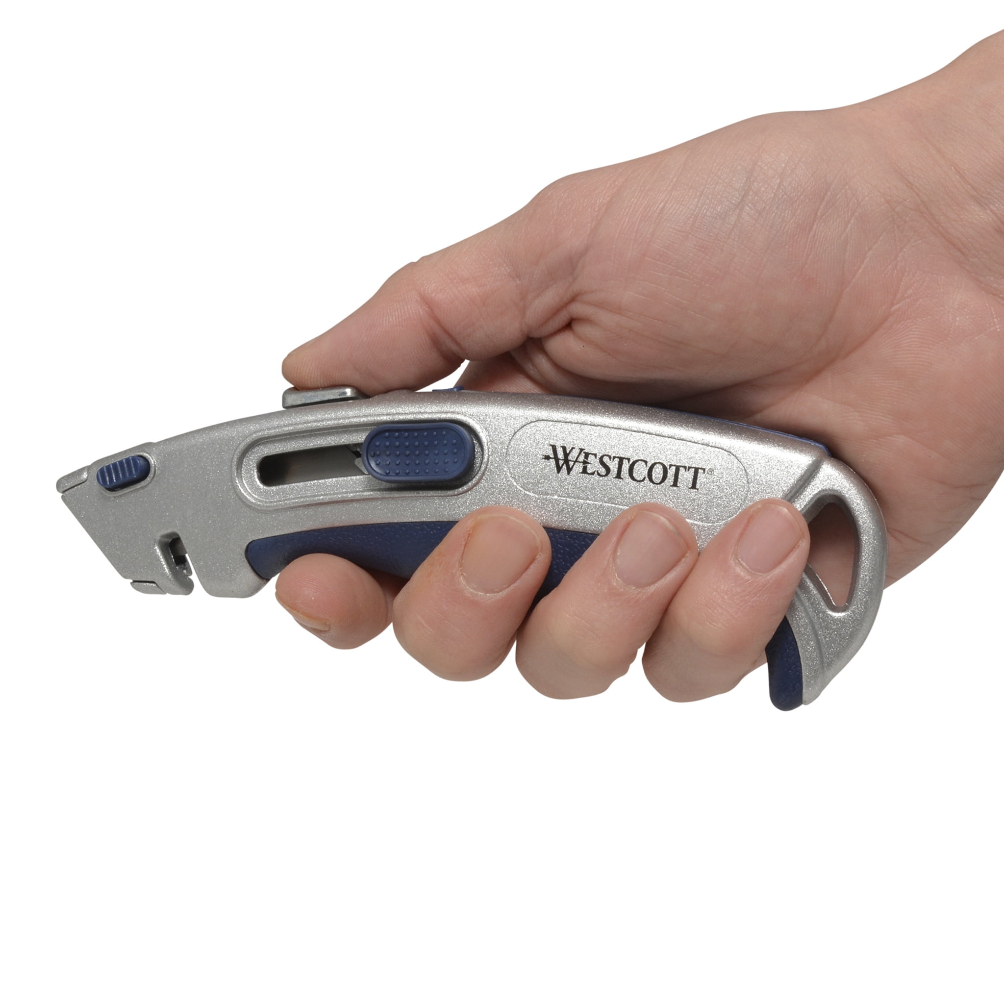 Westcott Heavy Duty Utility Cutter with Self-Retracting Blade (Silver, 1-Count) ncaml