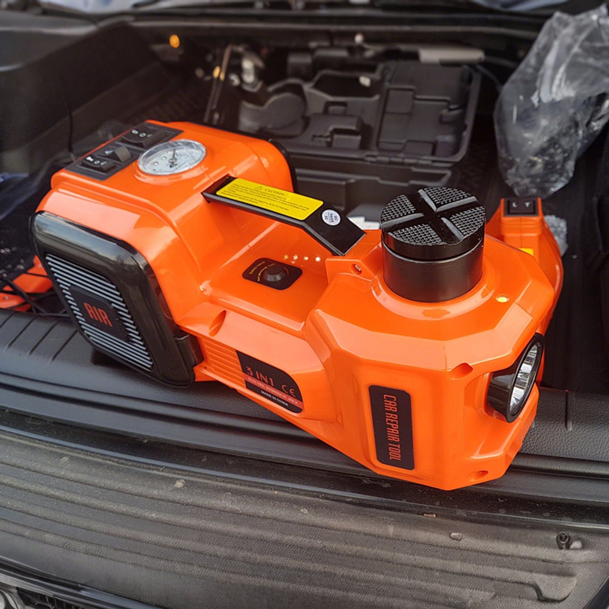 SZTAA Electric Hydraulic Car Jack with Air Compressor and Emergency Hammer (Orange, 5 Ton Capacity) 0wnmf