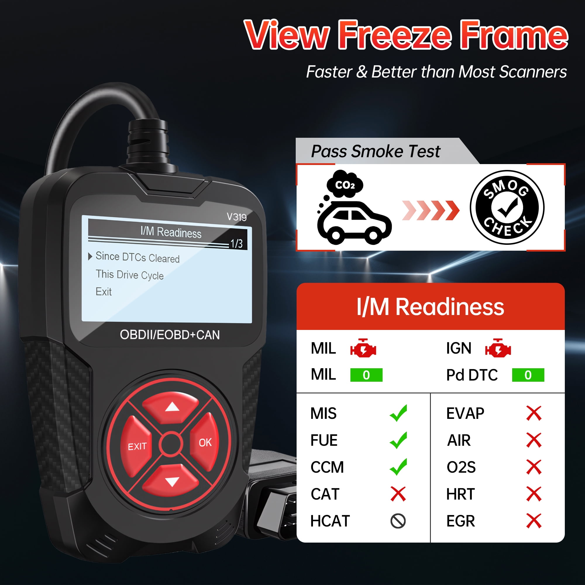 Sentryse OBD2 Scanner Diagnostic Tool, Car Code Reader for Check Engine Light (Red, 1 Pack) vezzi