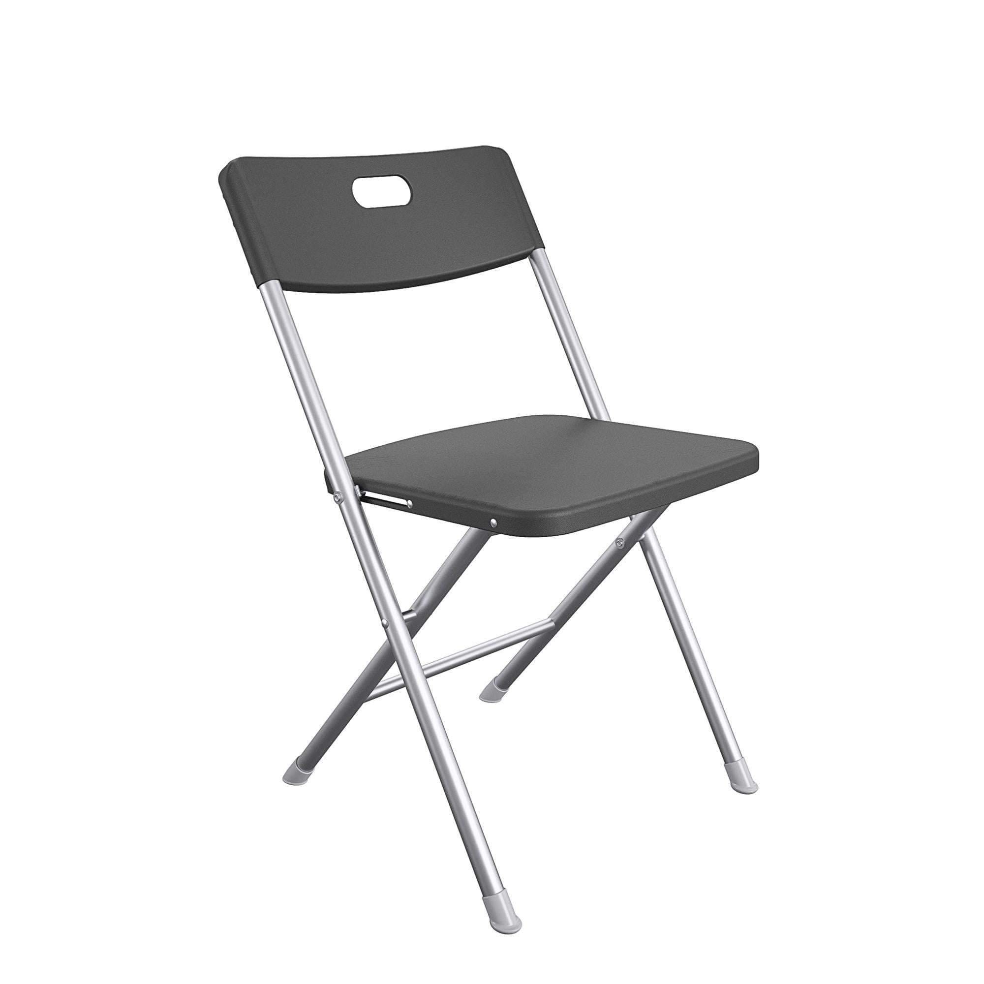 Mainstays Resin Seat & Back Folding Chair, Durable Indoor Outdoor Seating (Black, 4-Pack) u9vfd