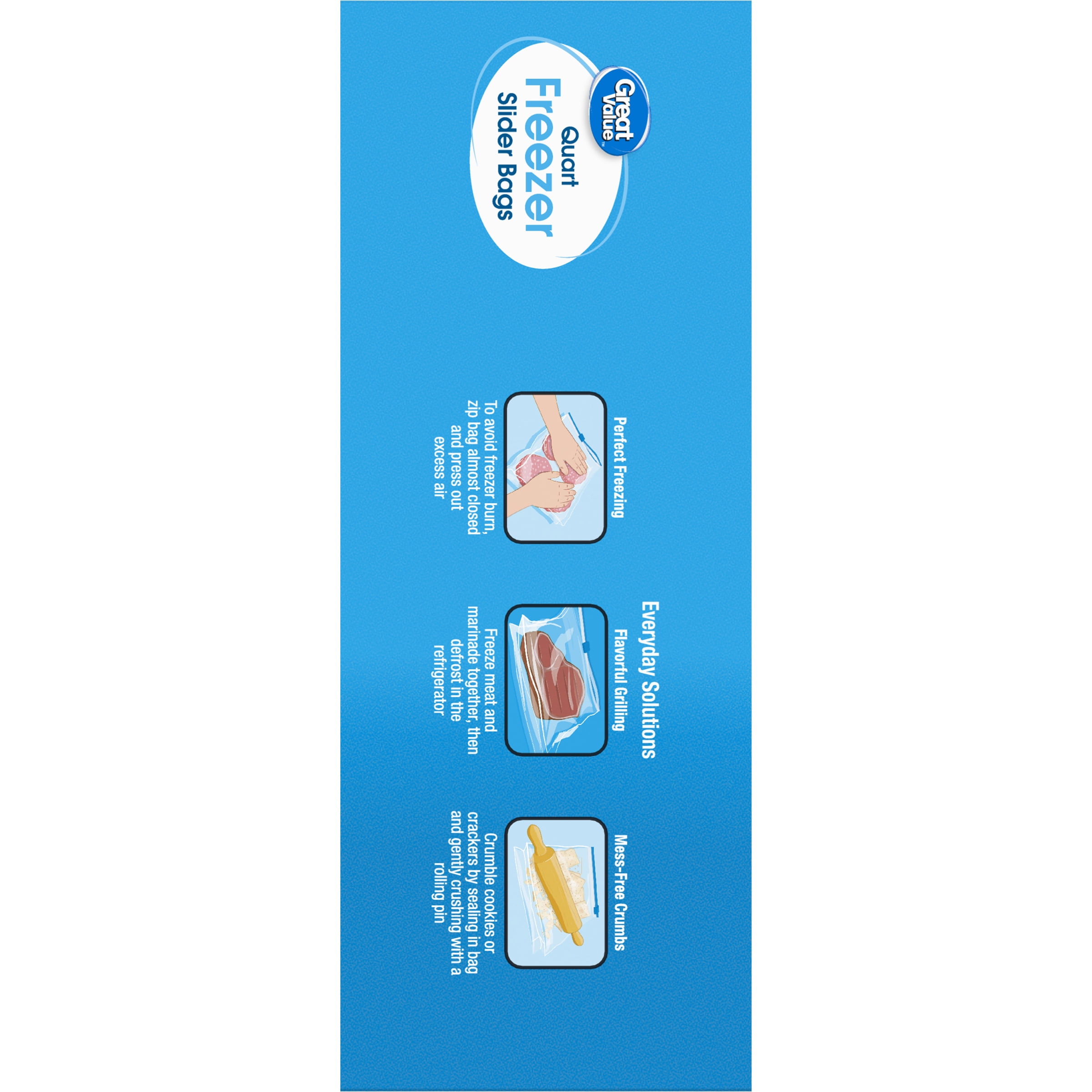 Great Value Freezer Guard Slider Zipper Bags, Quart Size, Food Storage (Clear, 300 Count) 0orp3