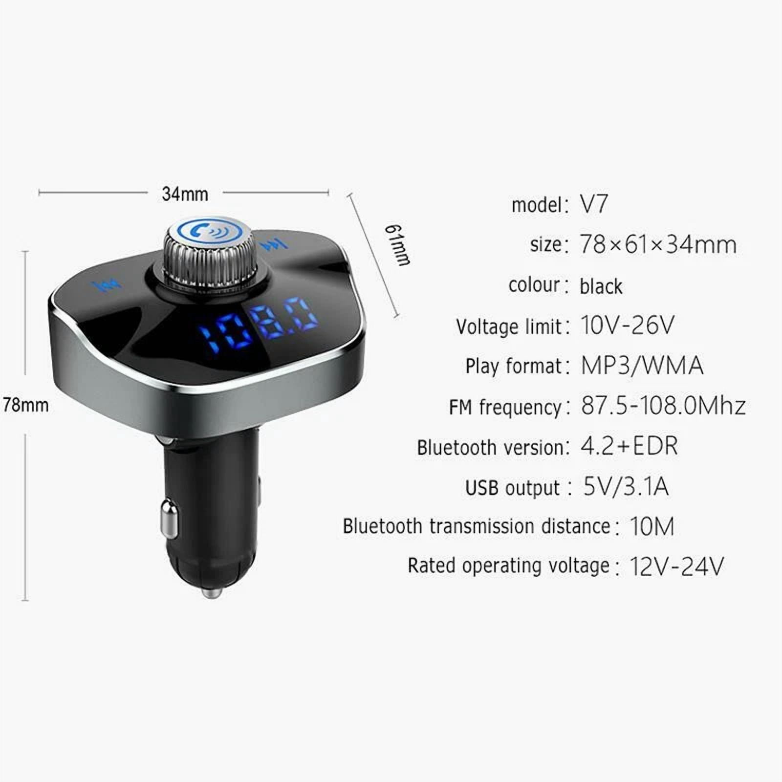 Rhea In-Car Bluetooth FM Transmitter Wireless Radio Adapter (Dual USB Charger) lw355