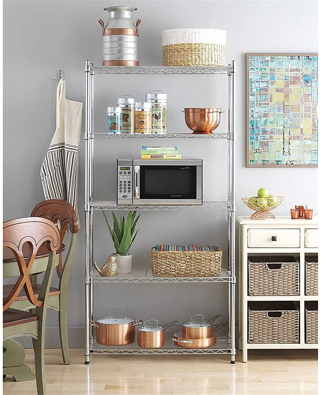 Ktaxon 5-Tier Heavy-Duty Wire Shelving Unit, Adjustable Steel Storage Rack for Garage and Kitchen (Silver, 29.13 in W x 13.39 in D x 59.06 in H) 9h852
