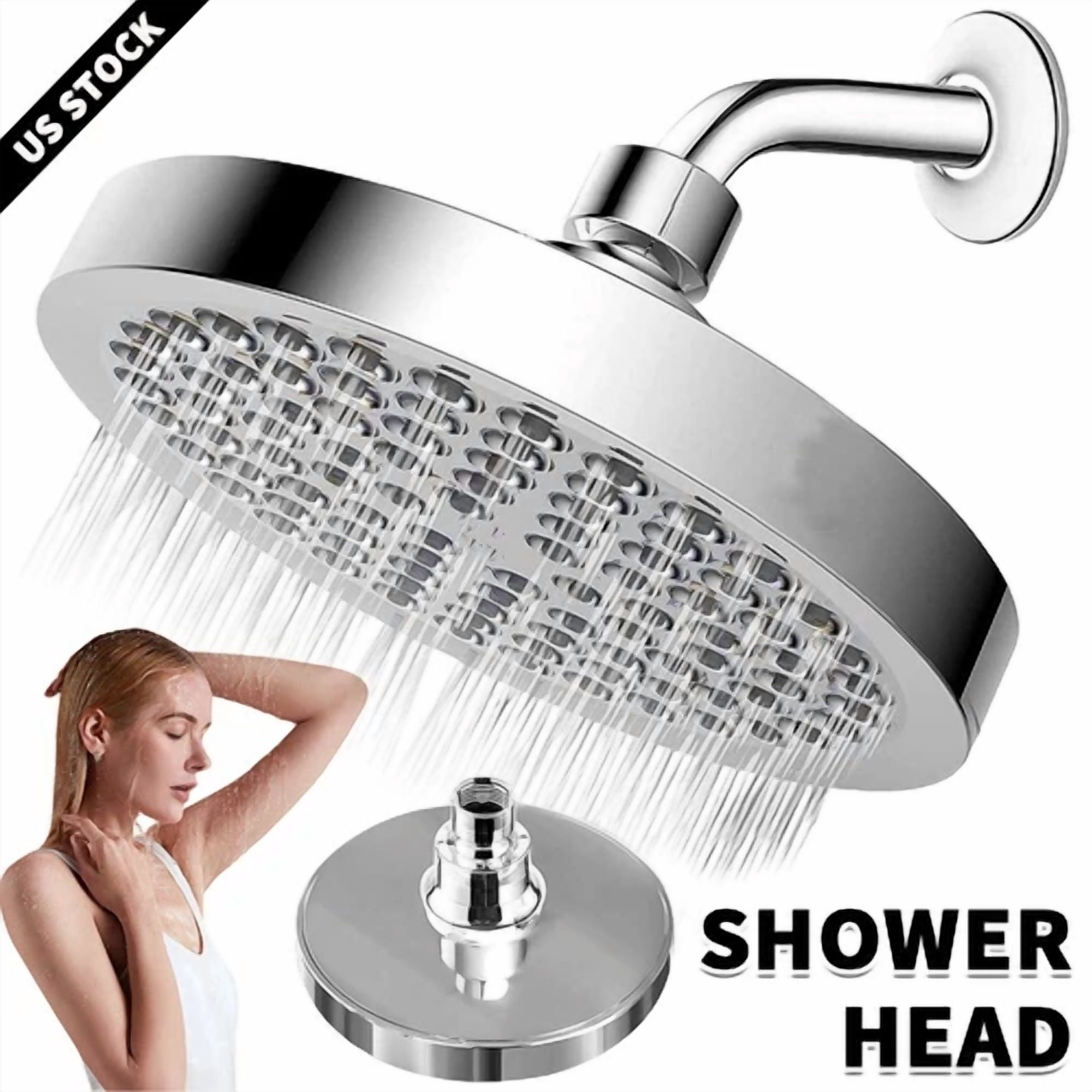 Flint 6 in High Pressure Waterfall Shower Head (Adjustable Angle, Chrome) n411o