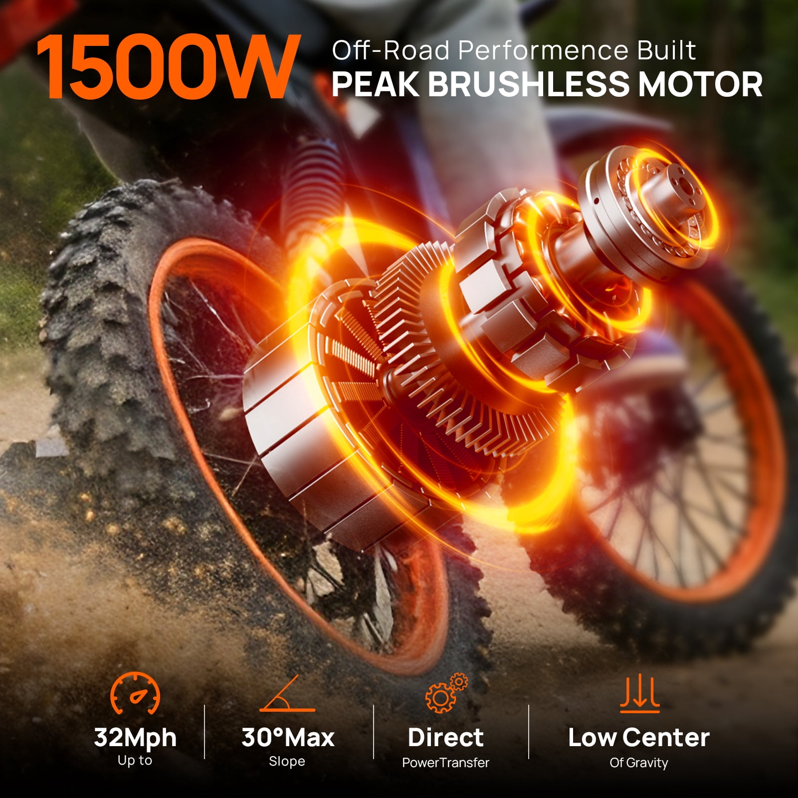 TieTie Electric Dirt Bike for Adults and Teens, Off-Road Motorcycle with 1500W Motor and 48V Battery (Black) fkuyt