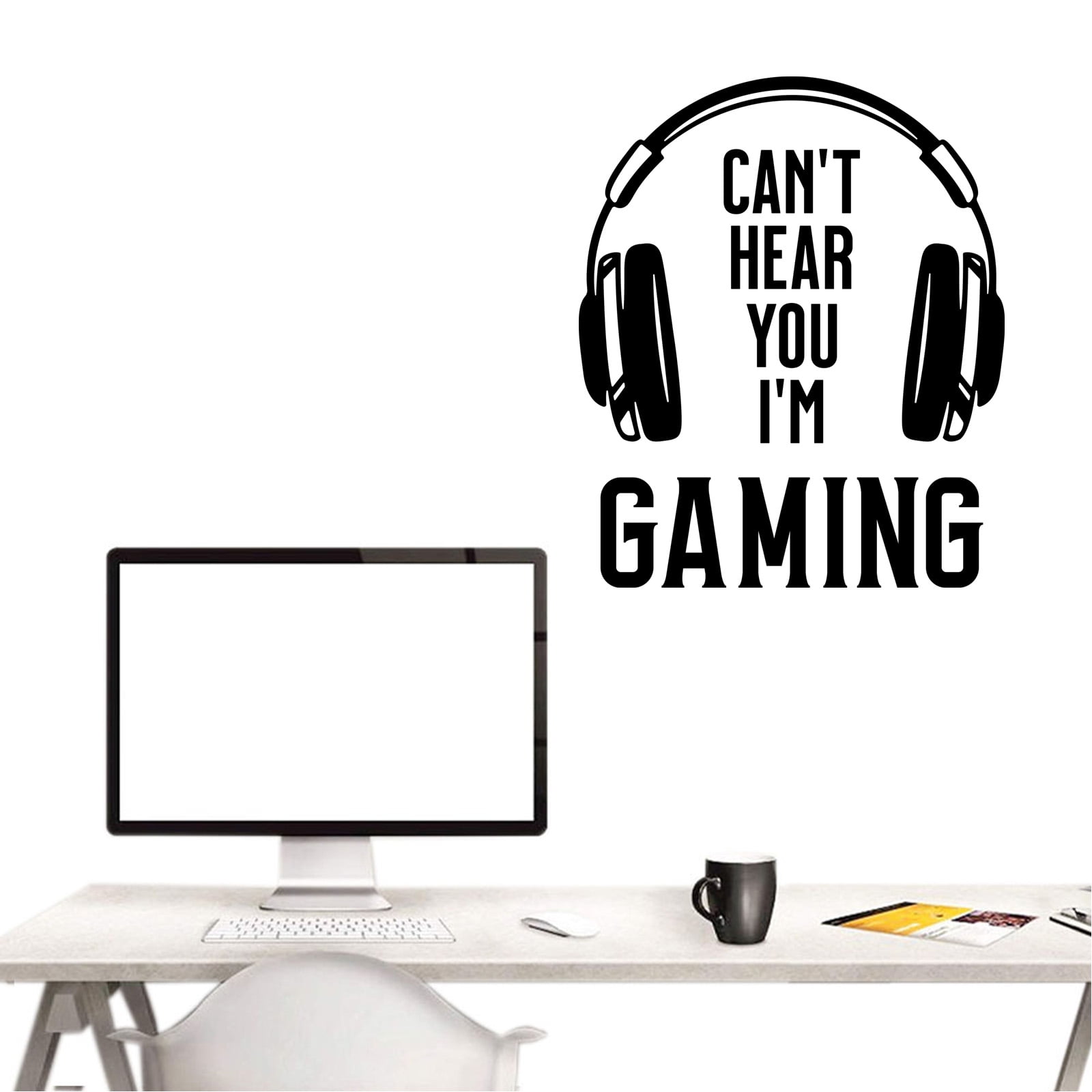 thovorrnl Gaming Wall Decals, Peel and Stick Gamer Room Decor for Boys (Black, 16.5 in x 13.8 in) y2pzp