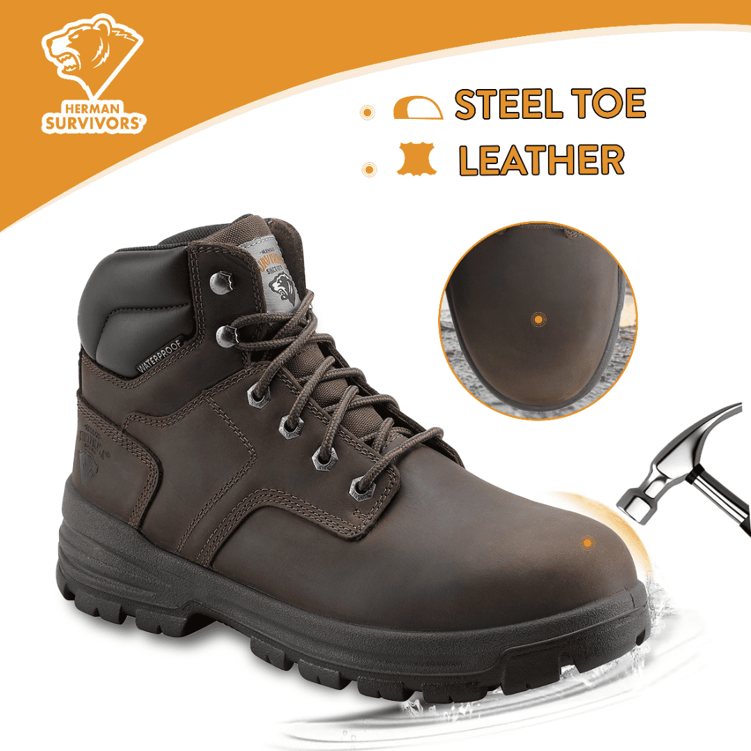Herman Survivors Men's Boulder Waterproof Steel Toe Work Boots (Brown, 6 in) udjy6
