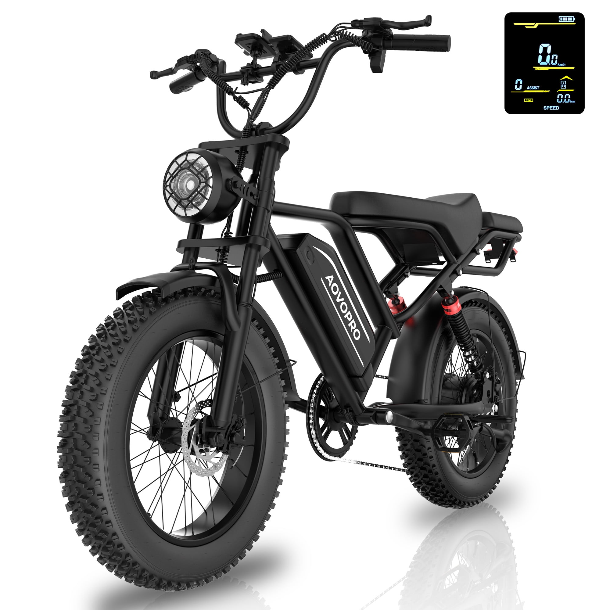 AOVOPRO AP20 Electric Bike for Adults, 750W Off-Road E-Mountain Bike with 20 x 4 in Fat Tires (Black, 48V 18Ah) gg6ag