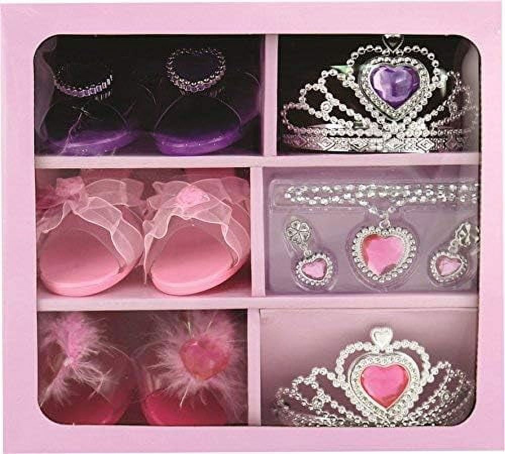 Dress Up America Princess Dress Up Set for Girls, Includes Play Shoes, Tiaras, and Jewelry (One Size) 4wco0