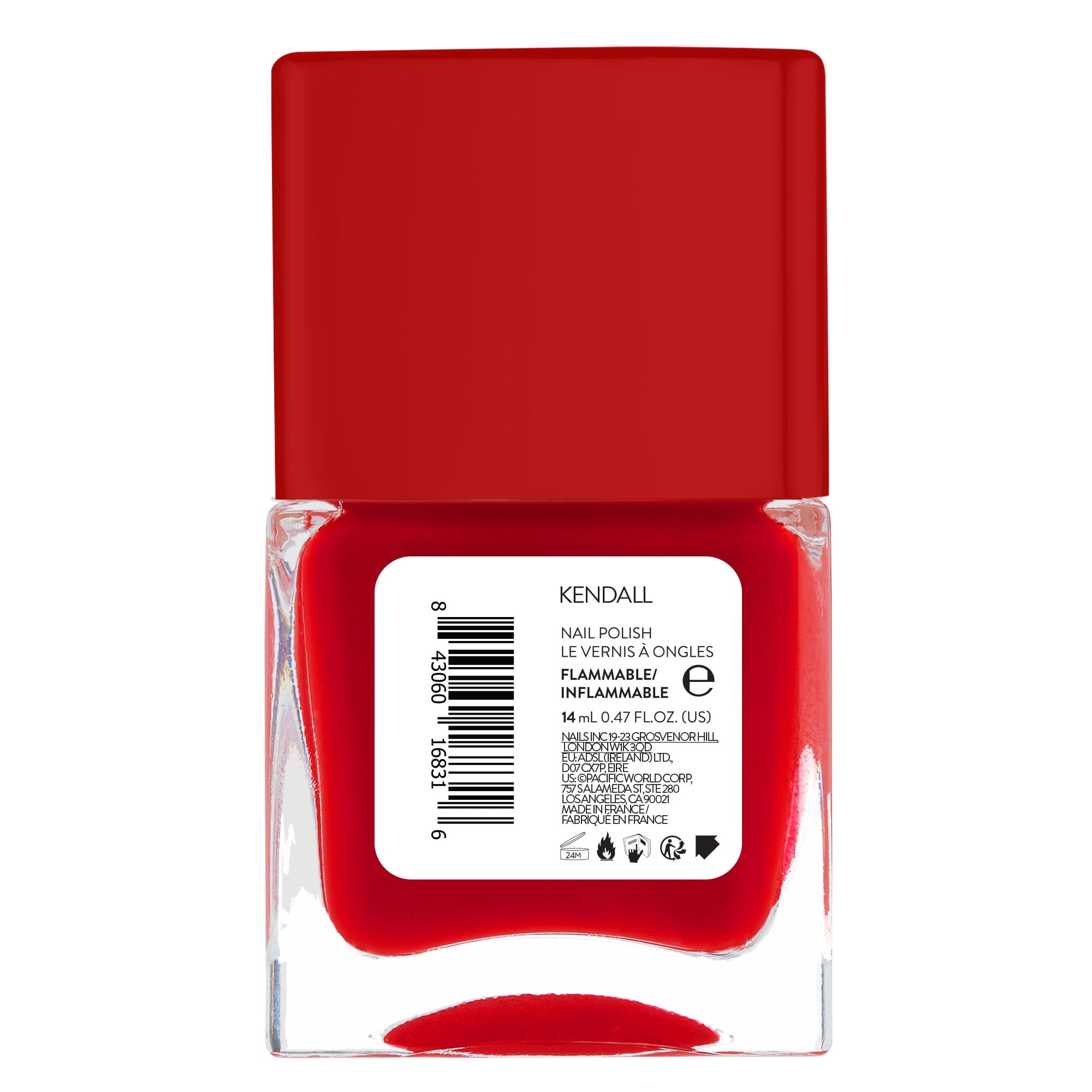 Nails Inc It's Topless Gel-Like Nail Polish, 4-in-1 Base Coat & Treatment, Lipstick Red (Kendall, 0.47 oz) x7lcr
