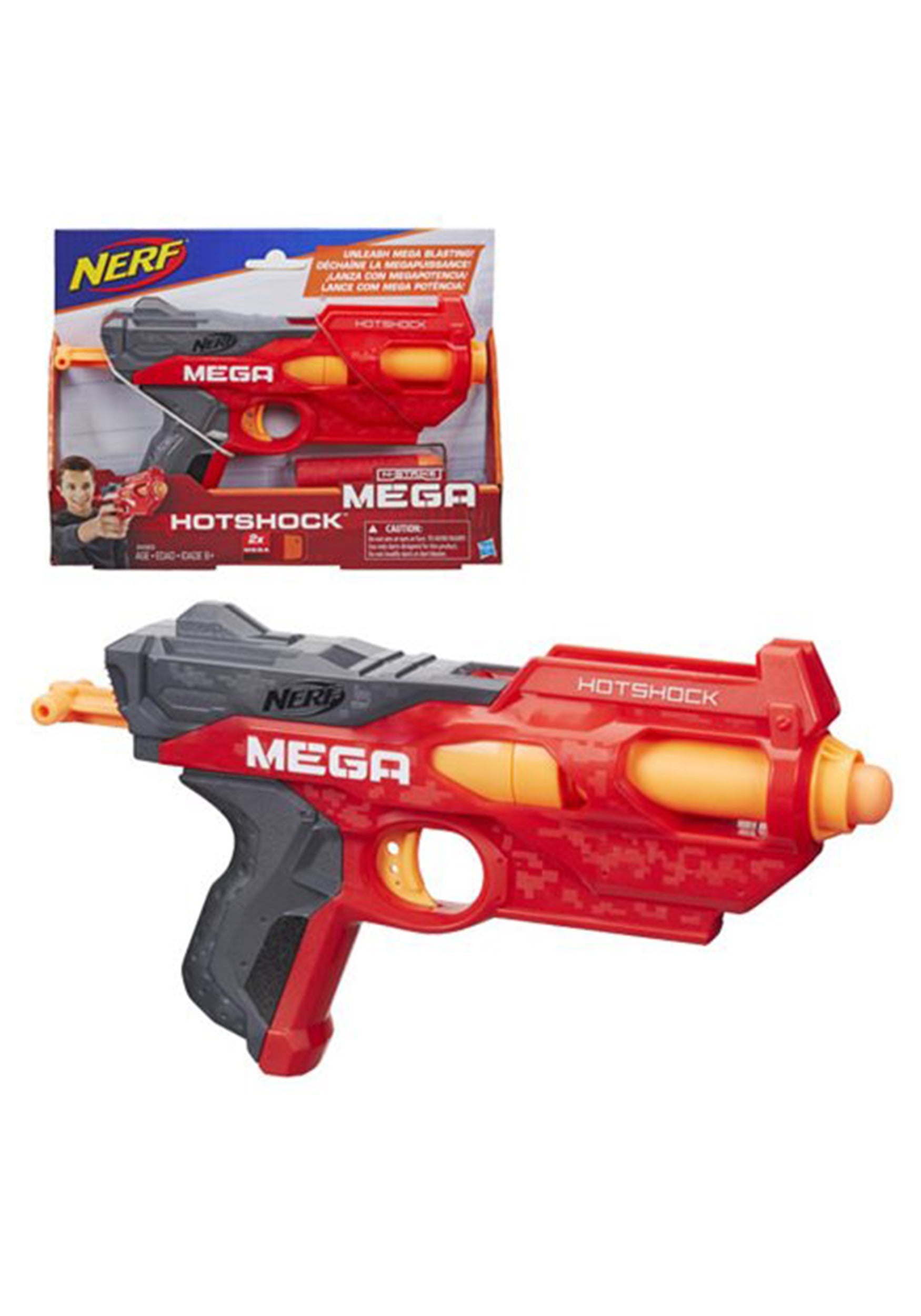 Nerf N-Strike HotShock Blaster, Mega Dart Launcher with Storage (Red, 1 Blaster) 9kmyr
