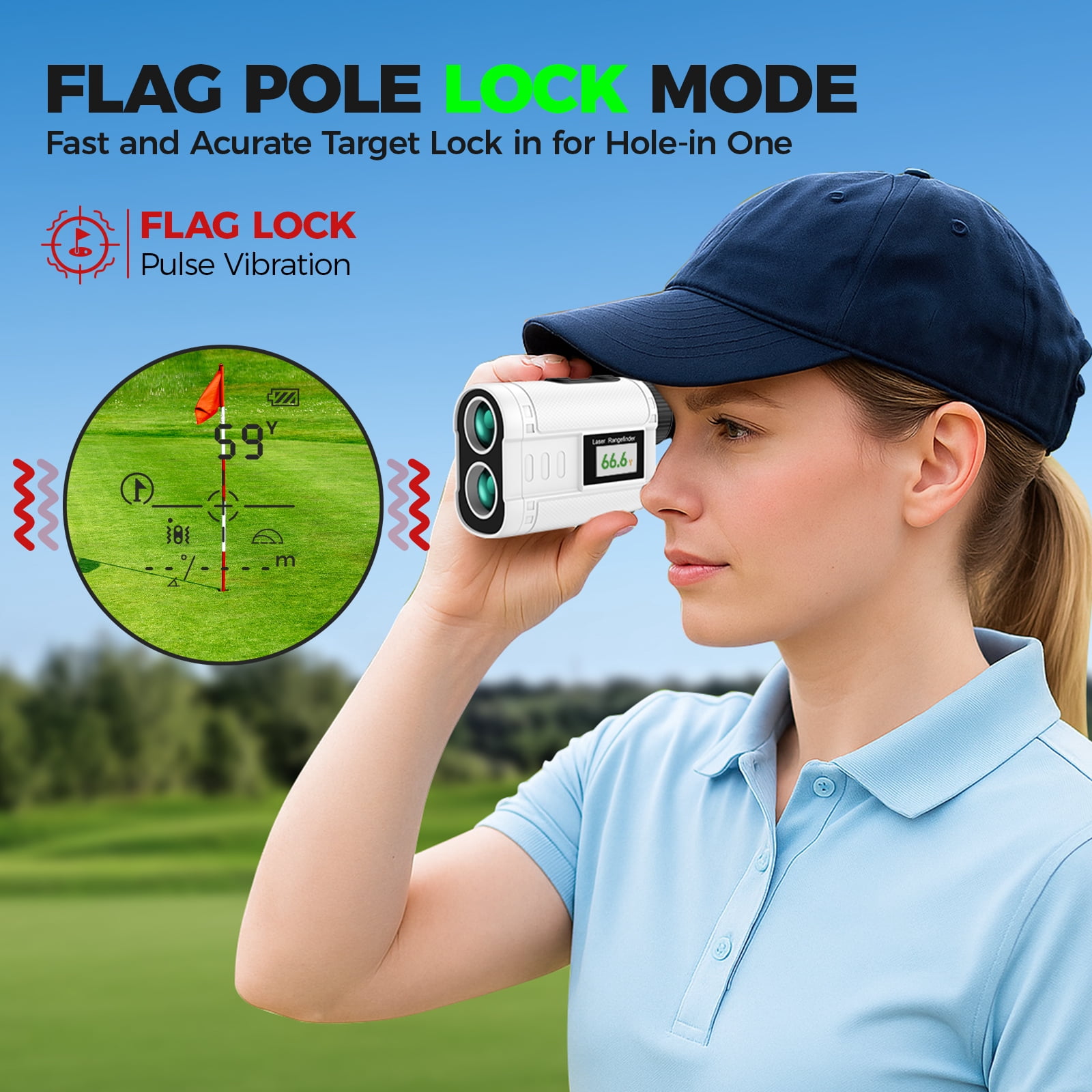 LAKWAR Golf Rangefinder with Slope Compensation, 900 Yards Laser Distance Finder, 6X Magnification, Flag Pole Locking Vibration, Rechargeable (White, 1 Unit) p9lvo