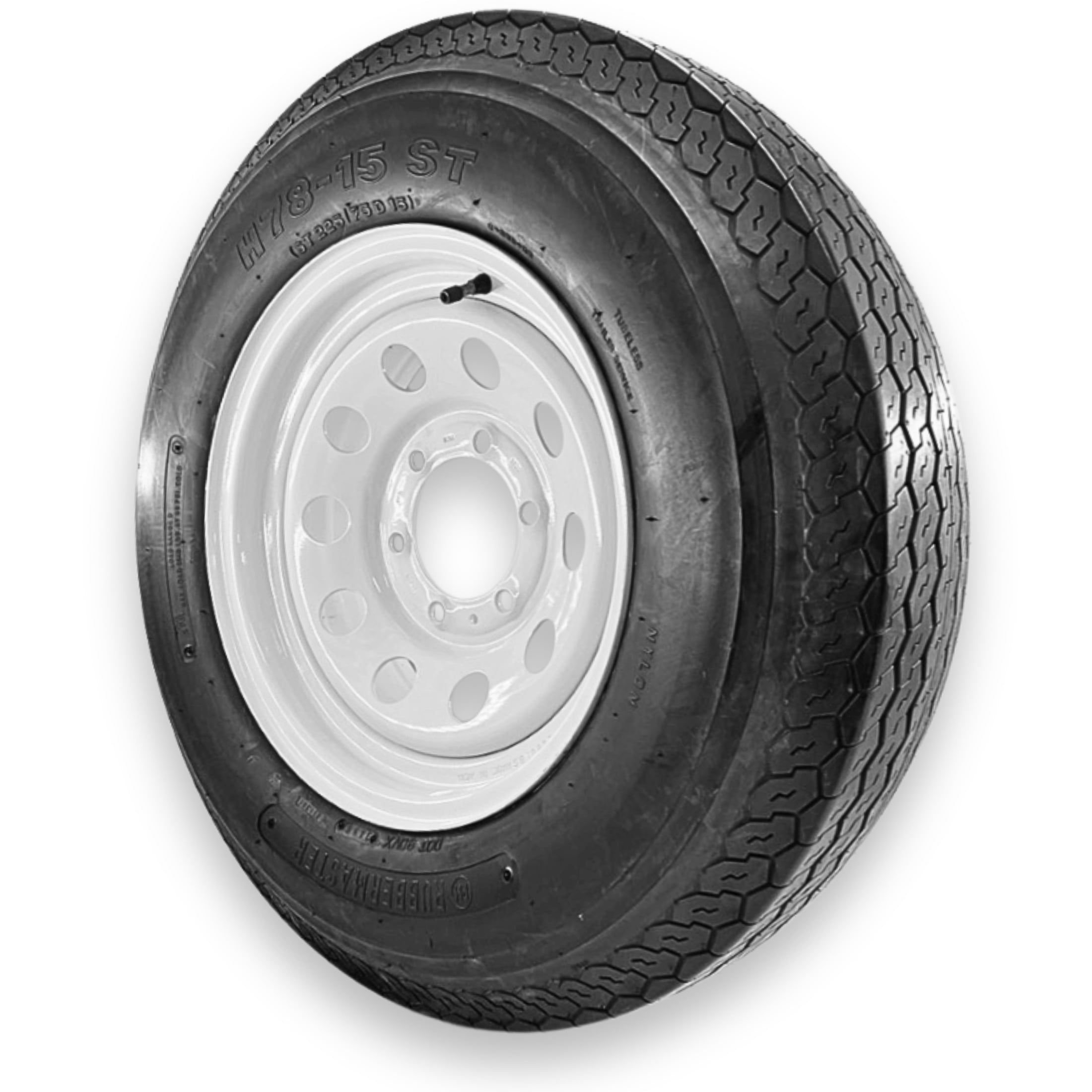 RubberMaster ST225/75D15 Trailer Tire and Wheel Assembly (8 Ply, 6 on 5.5 Bolt Pattern, White) z4atb