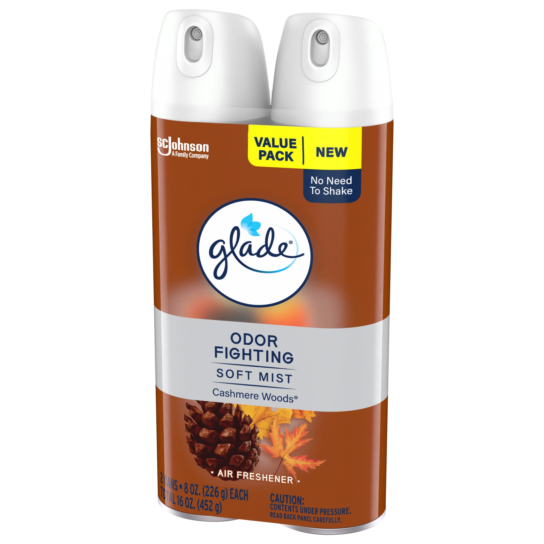 Glade Odor Fighting Soft Mist Air Freshener, Cashmere Woods Scent (2 Pack, 16.0 oz) 7xz55