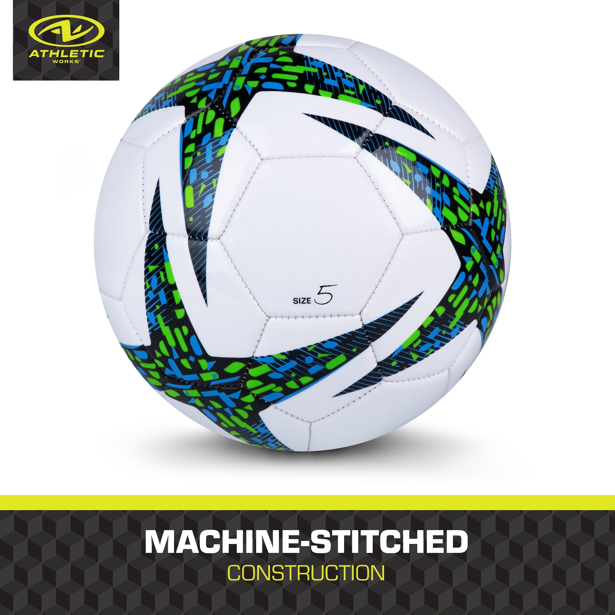 Athletic Works Soccer Ball, Durable PVC Shell for Practice and Match Play (Blue, Size 5) bn1te