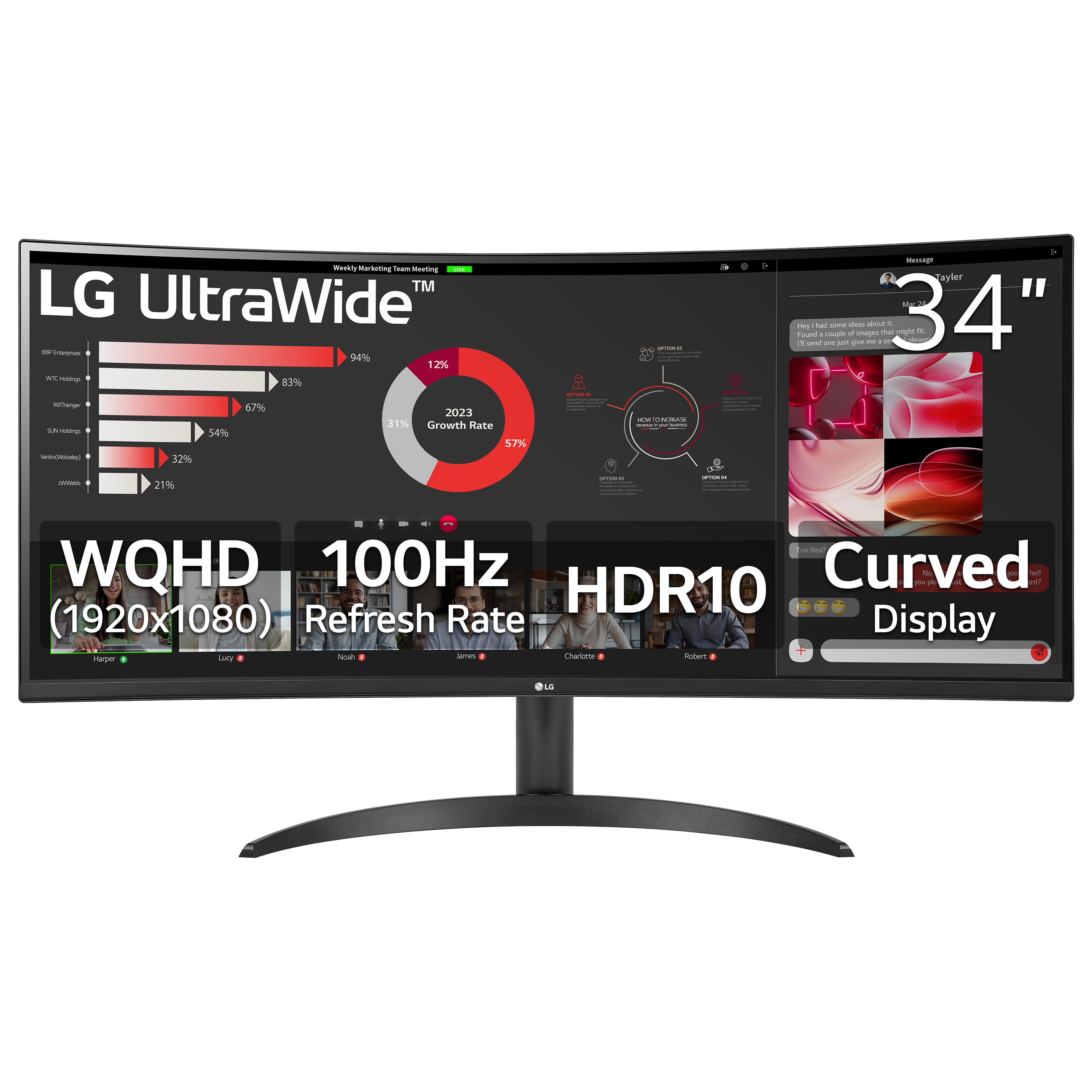 LG 34 in Curved UltraWide WQHD 1440p HDR 10 100Hz Monitor (Black, 34 in) epaky