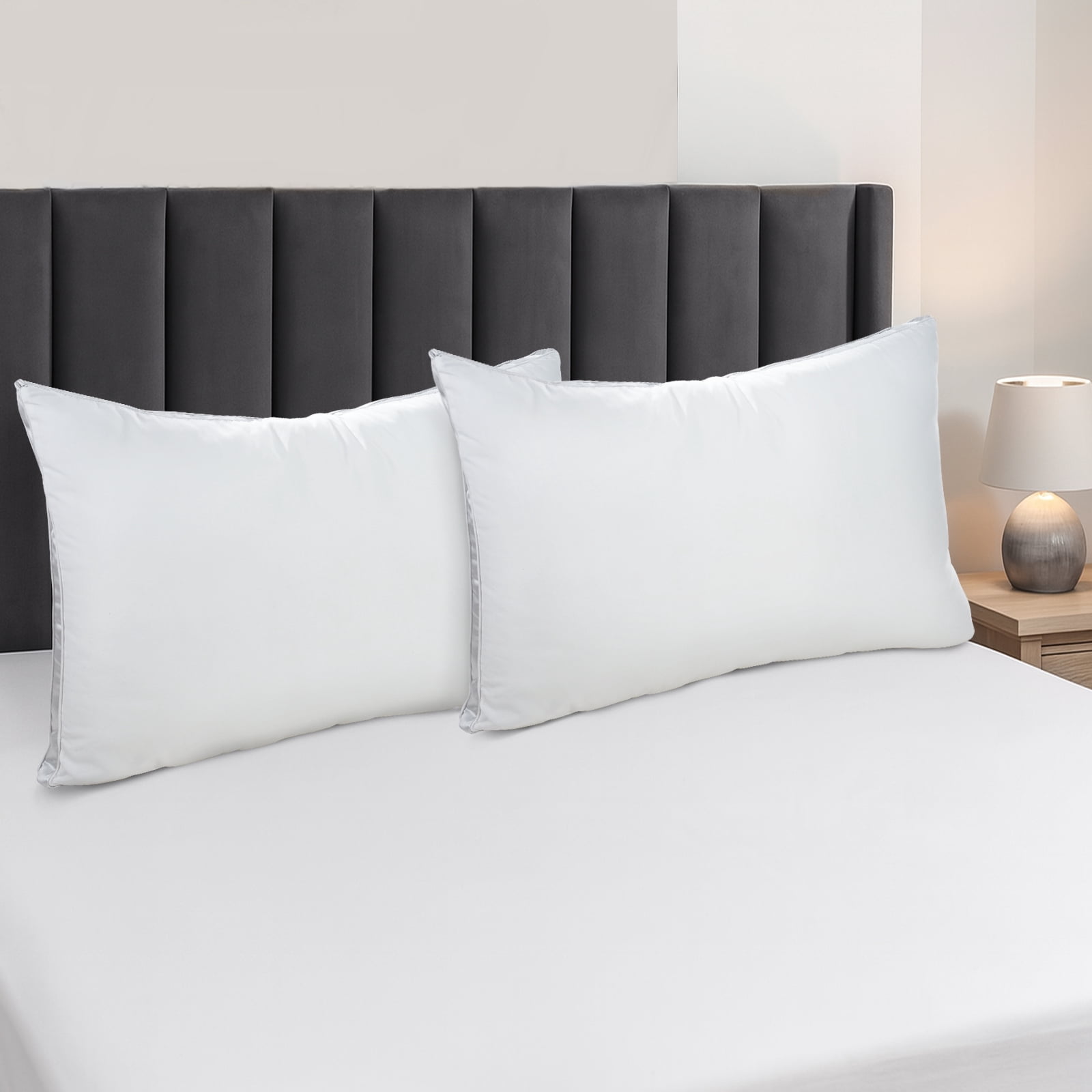 Cookey Bed Pillows Queen Size Set of 2, Luxury Hotel Quality Gusseted Pillows for Side and Back Sleepers (White, 20 in x 30 in) 0q0d7
