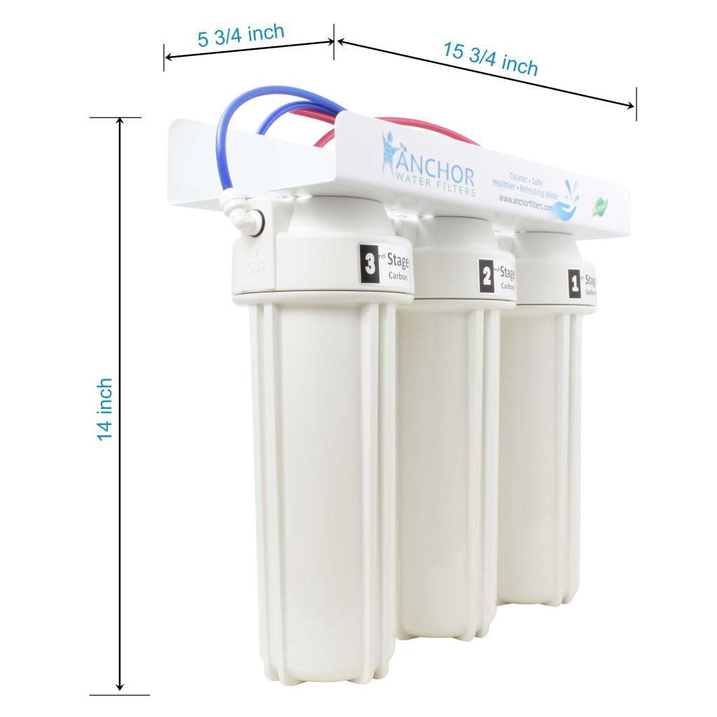 Anchor Water Filters 3-Stage Under Counter Water Filtration System (Chrome, 1 Pack) 8mftg