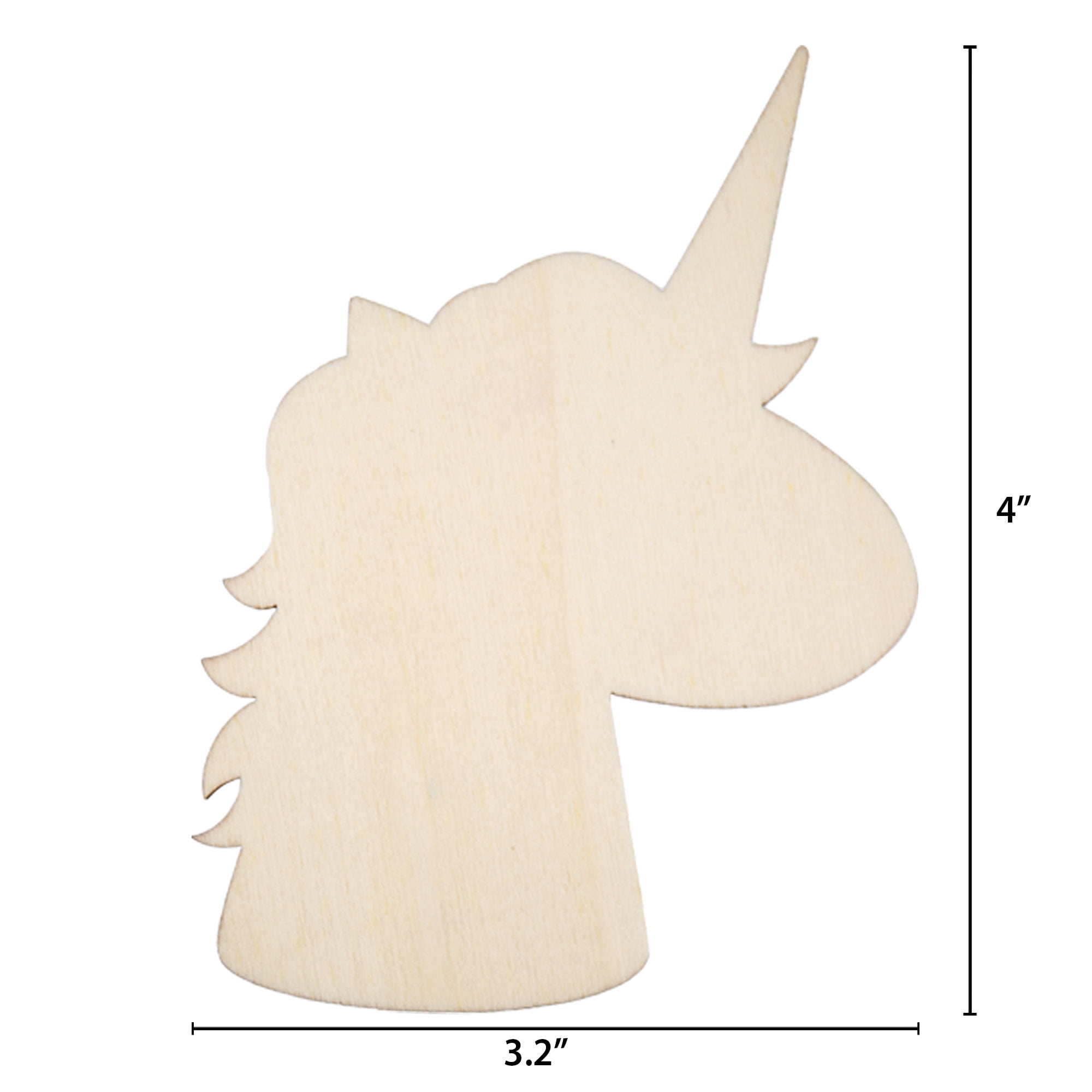 Hello Hobby Wooden Unicorn Shape for DIY Crafts, Ready-to-Decorate Die-Cut Wood Decor (Beige, 3.2 in x 0.15 in x 4 in) koh92