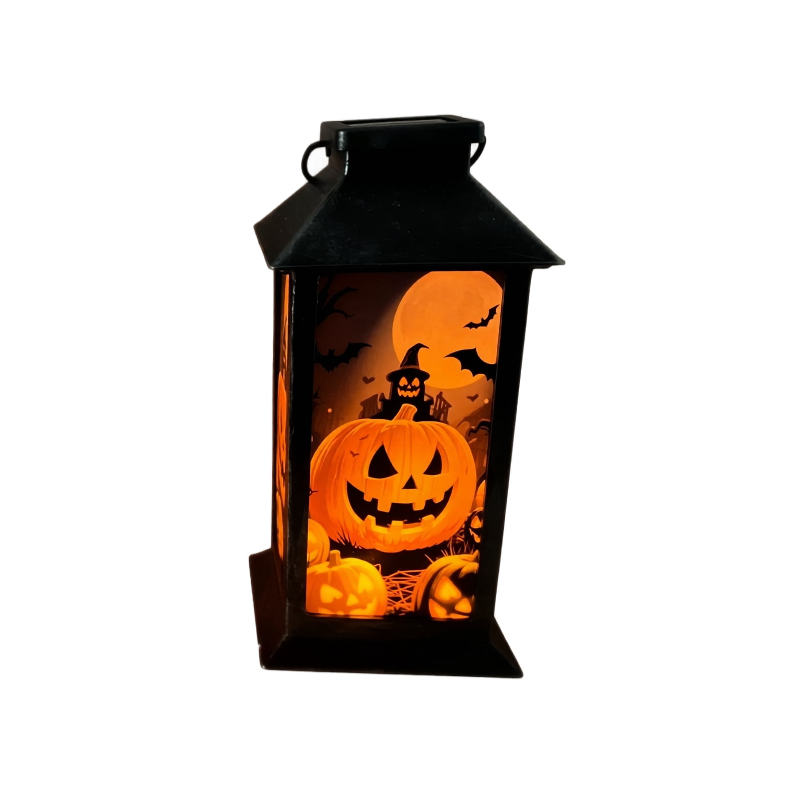 TrdSipl Halloween Solar Lantern Outdoor Decor, Iron Jack-o'-Lantern Light with Warm Amber Glow (Black, 11 in) jqeow
