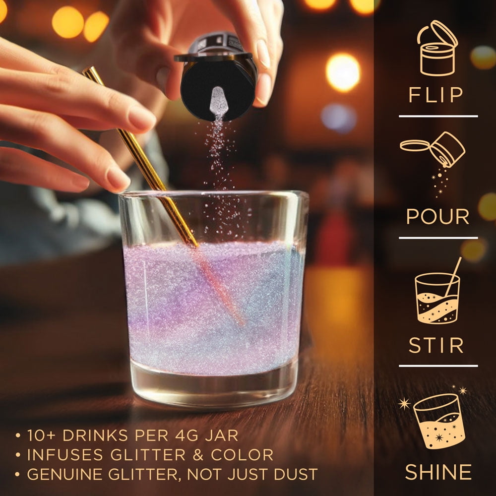 Brew Glitter Edible Drink Glitter for Cocktails and Beverages (Pink Iridescent, 0.14 oz) 70w27