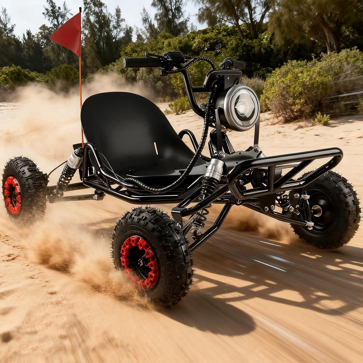 Vakiorn Electric Go Kart Off-Road Racing Vehicle with 2000W Motor and All-Terrain Tires (Black, 440 lb Capacity) 0sug9