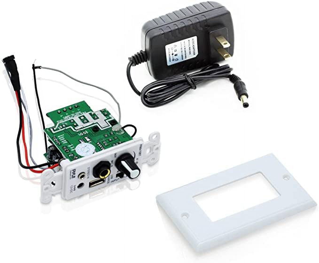 Pyle Bluetooth In-Wall Audio Control Amplifier Receiver (USB, Microphone & Aux Inputs, Standard Wall Plate Size) kbctn