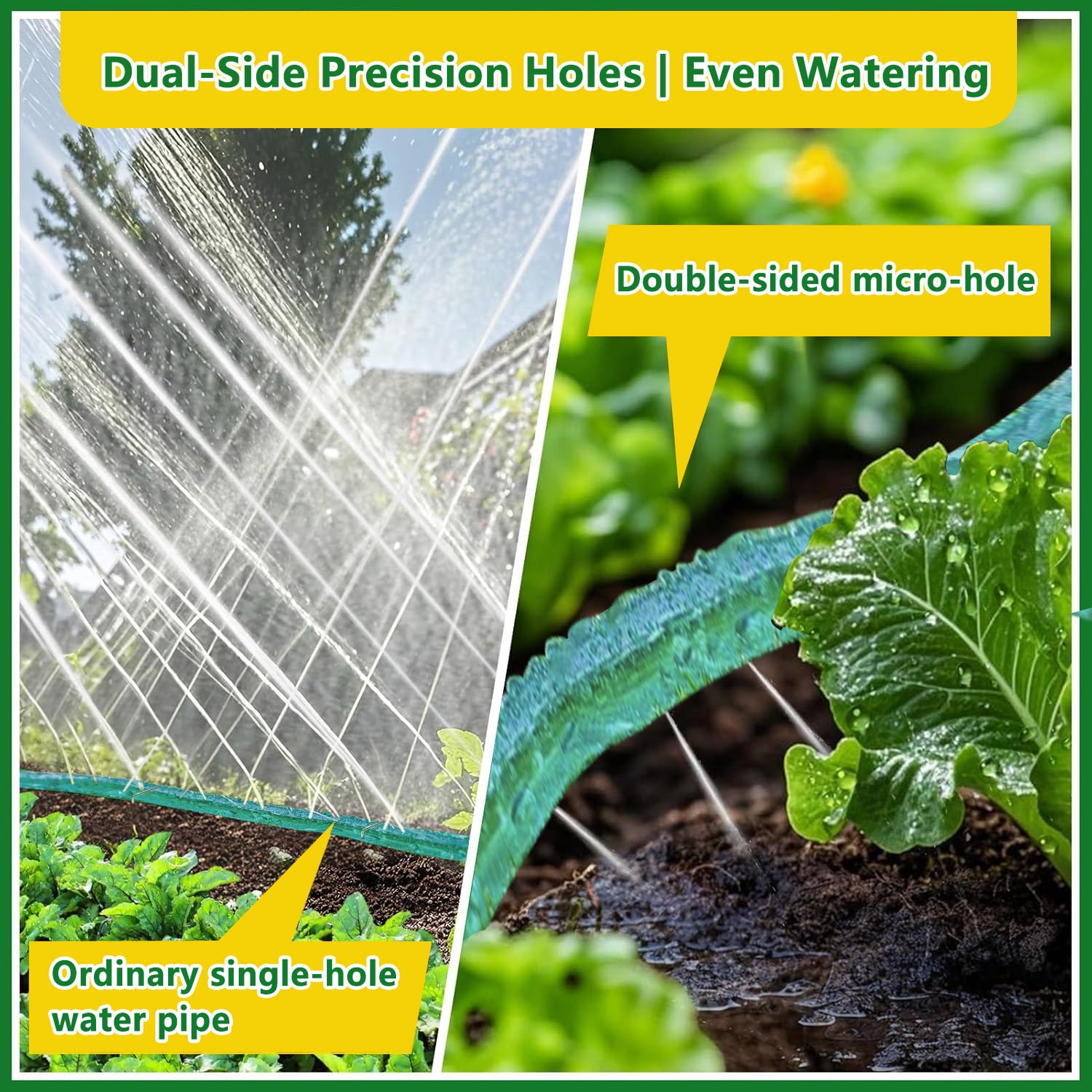 Henotian Garden Soaker Hose (Green, 25 ft, 2 Pack) spt3e