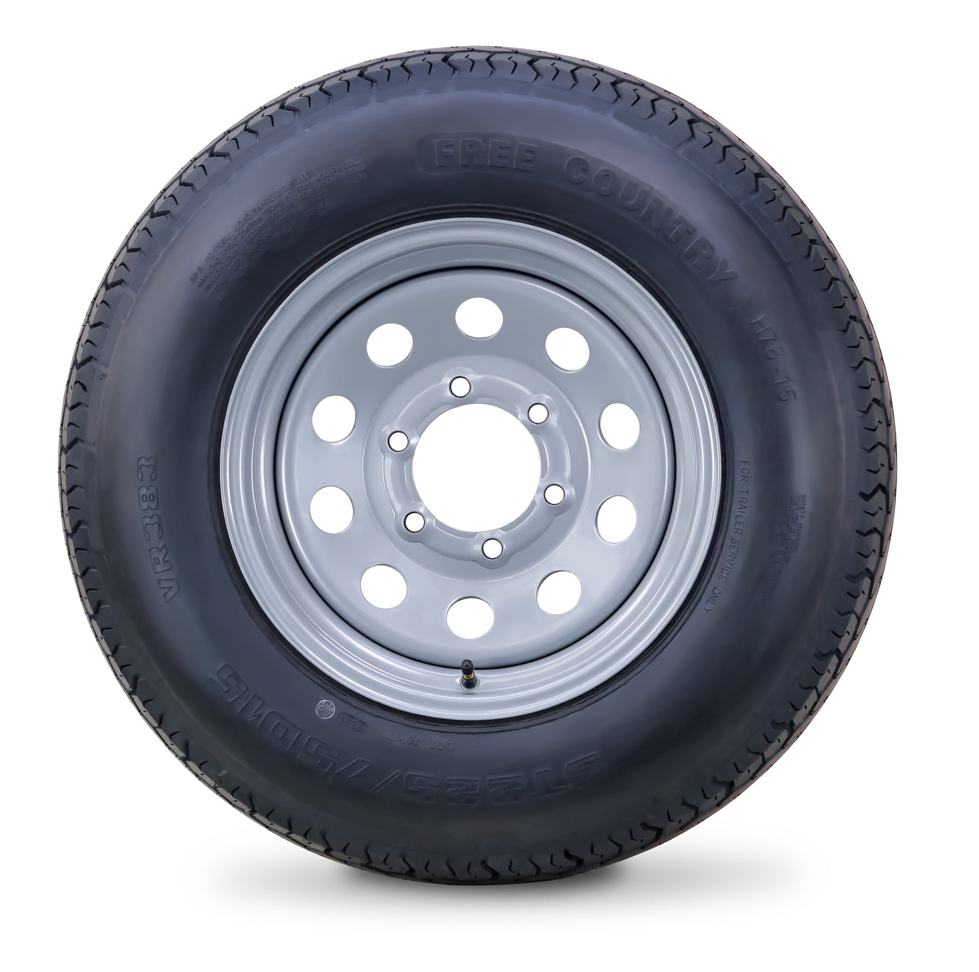 Free Country Trailer Tire and Wheel Assembly (ST225/75D15, 8-Ply, 6 Lug on 5.5 in, Silver, Set of 2) yiadl