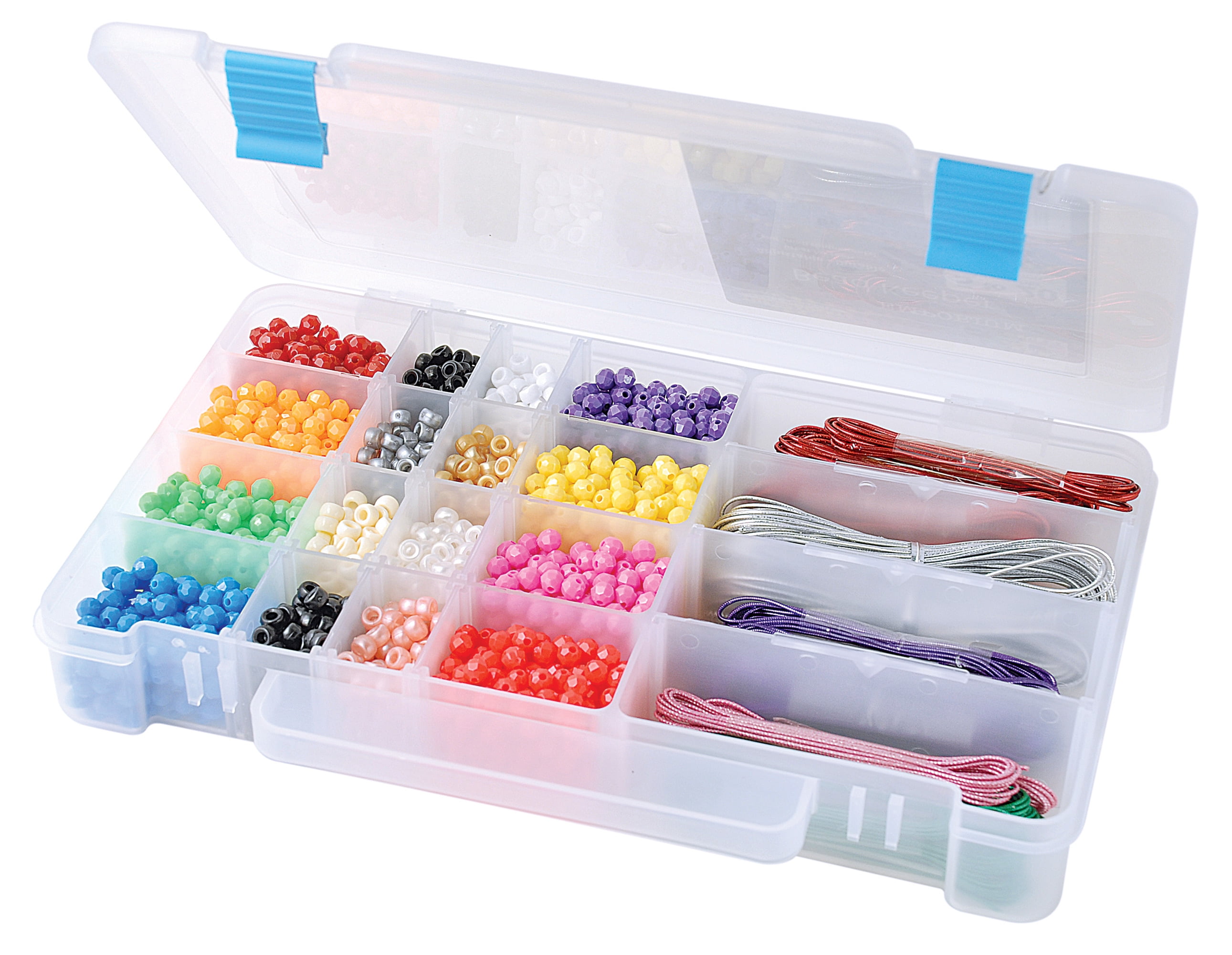 The Beadery Adjustable Compartment Craft Organizer Box (Clear, 10.875 in x 7.25 in x 1.625 in) kydhh