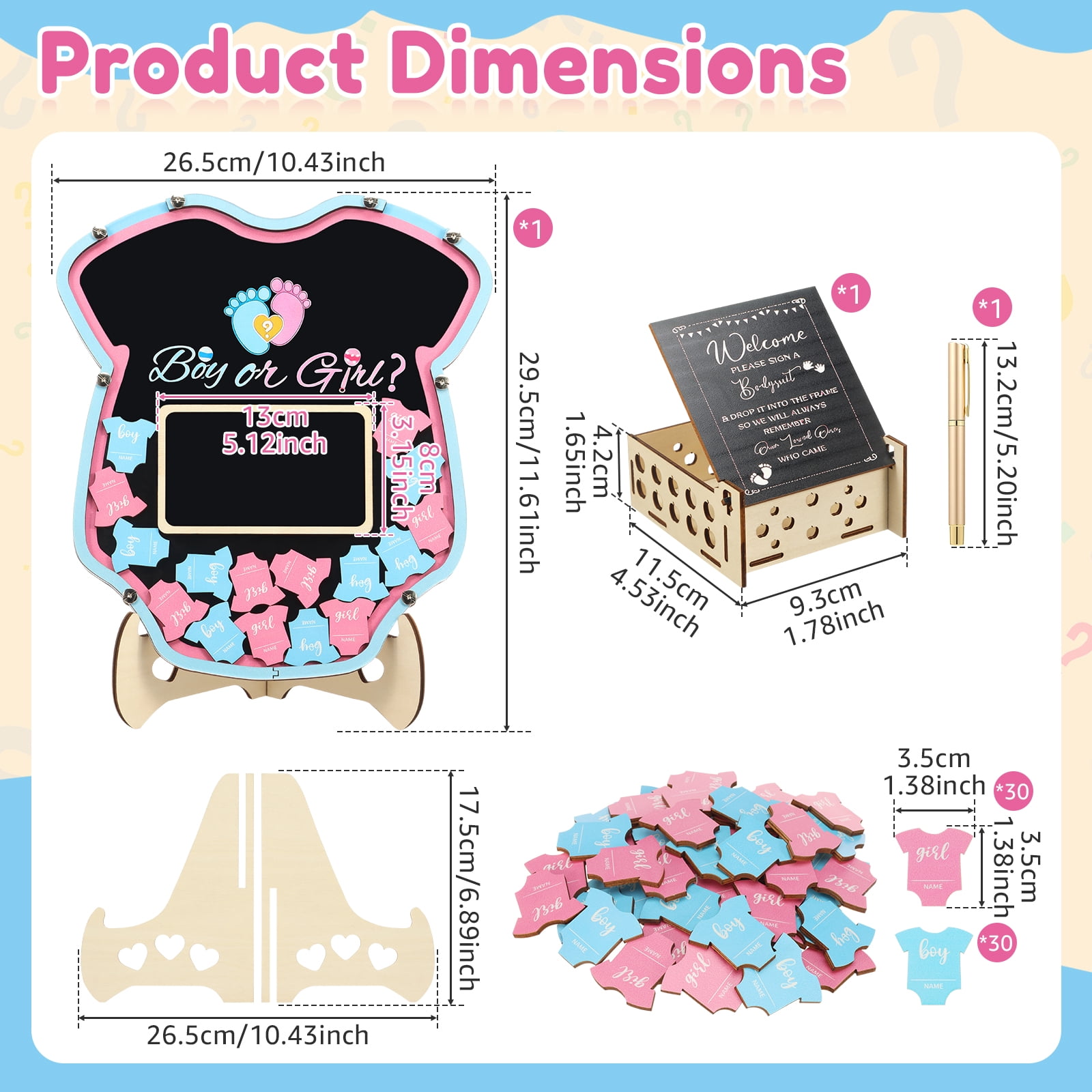 Adifare Baby Gender Reveal Voting Board Set with Stand and 60 Wooden Chips (Blue, 11.61 in x 10.43 in) rabwm