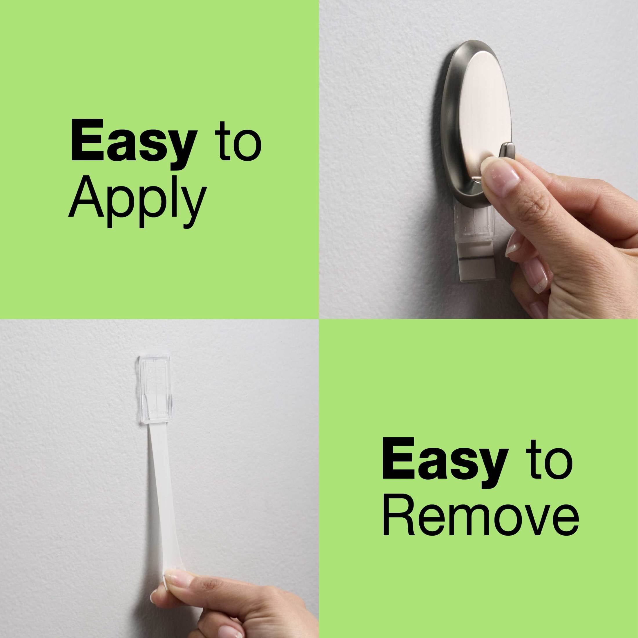 FrogTape reMOVEables Heavy Duty Wall Hooks, Brushed Nickel Finish (2 Hooks, 4 Adhesive Strips) o4xiy