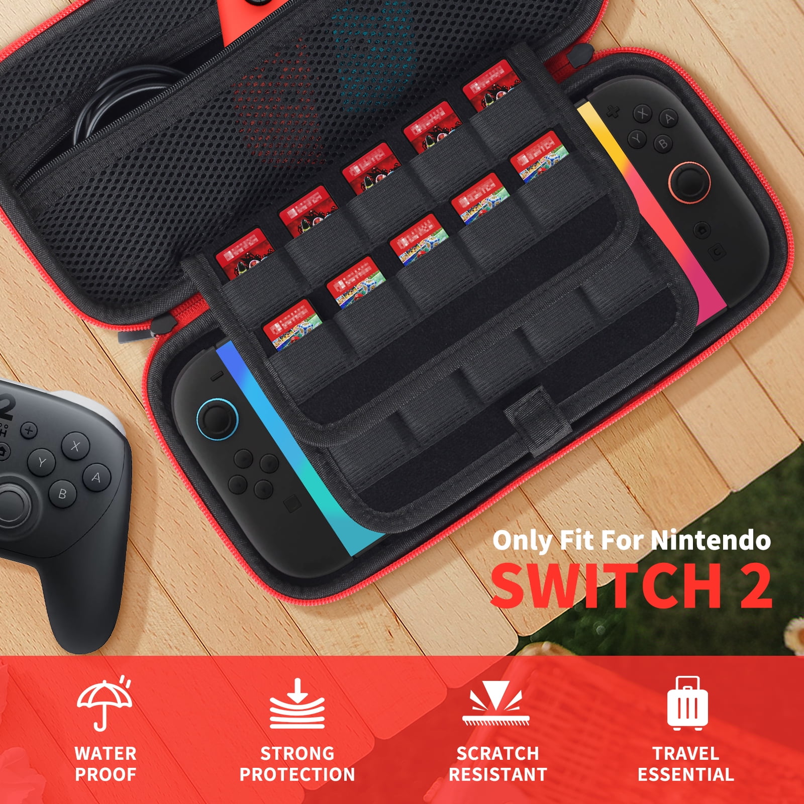 PHANCIR Carrying Case for Nintendo Switch 2 (2025) Protective Travel Bag with Screen Protector (Black, 11.81 in x 5.51 in x 2.56 in) se4aj