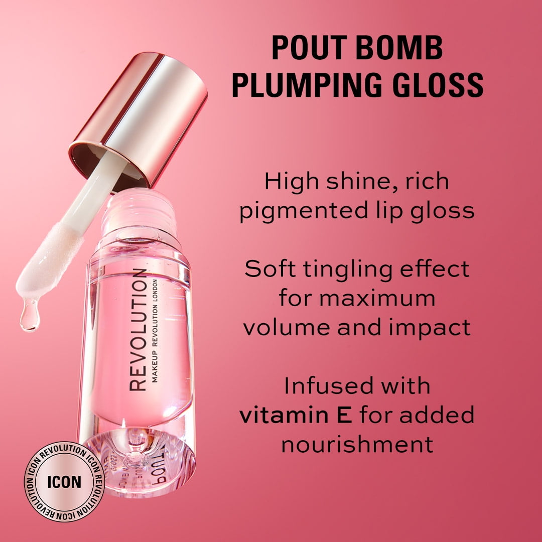 Revolution Beauty Pout Bomb Plumping High-Shine Lip Gloss with Vitamin E (Glaze Clear, 0.16 fl oz) 1pbec