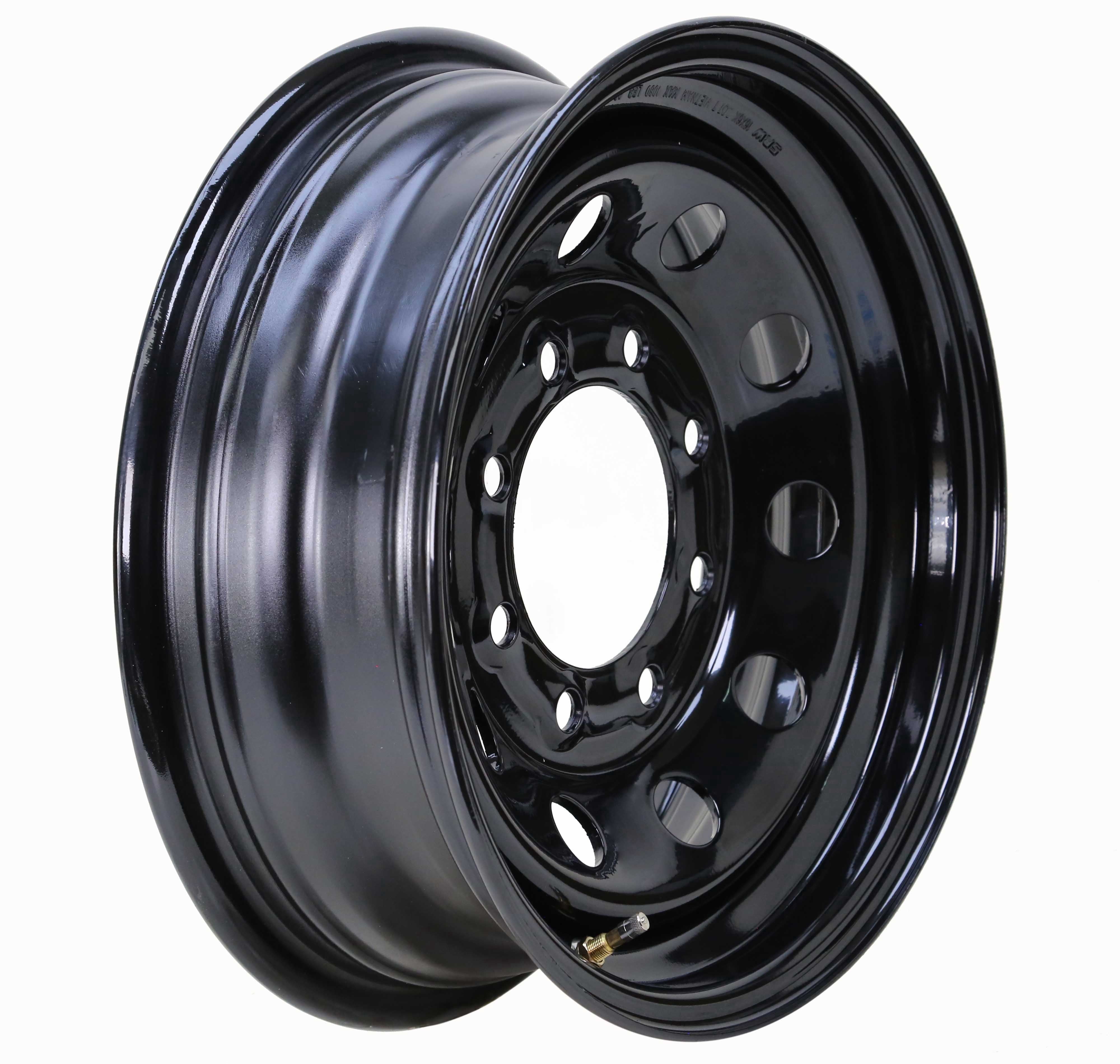 Libra Trailer Parts 16 x 6 Trailer Wheel (8 Lug on 6.5 in Bolt Pattern, Black Mod) zx49v