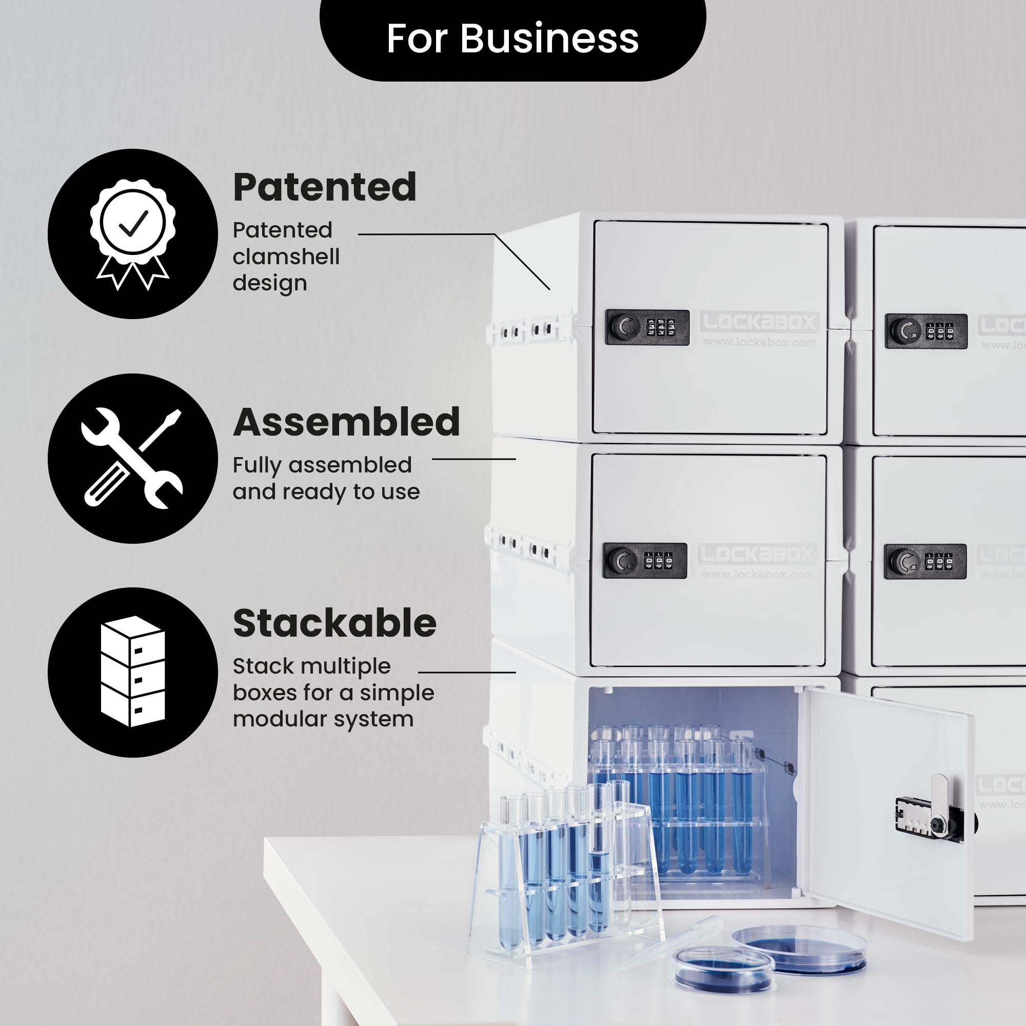 Lockabox One Lockable Storage Box, Secure Combination Safe for Food and Medicine (Opal White, 10.5 qt) enax8