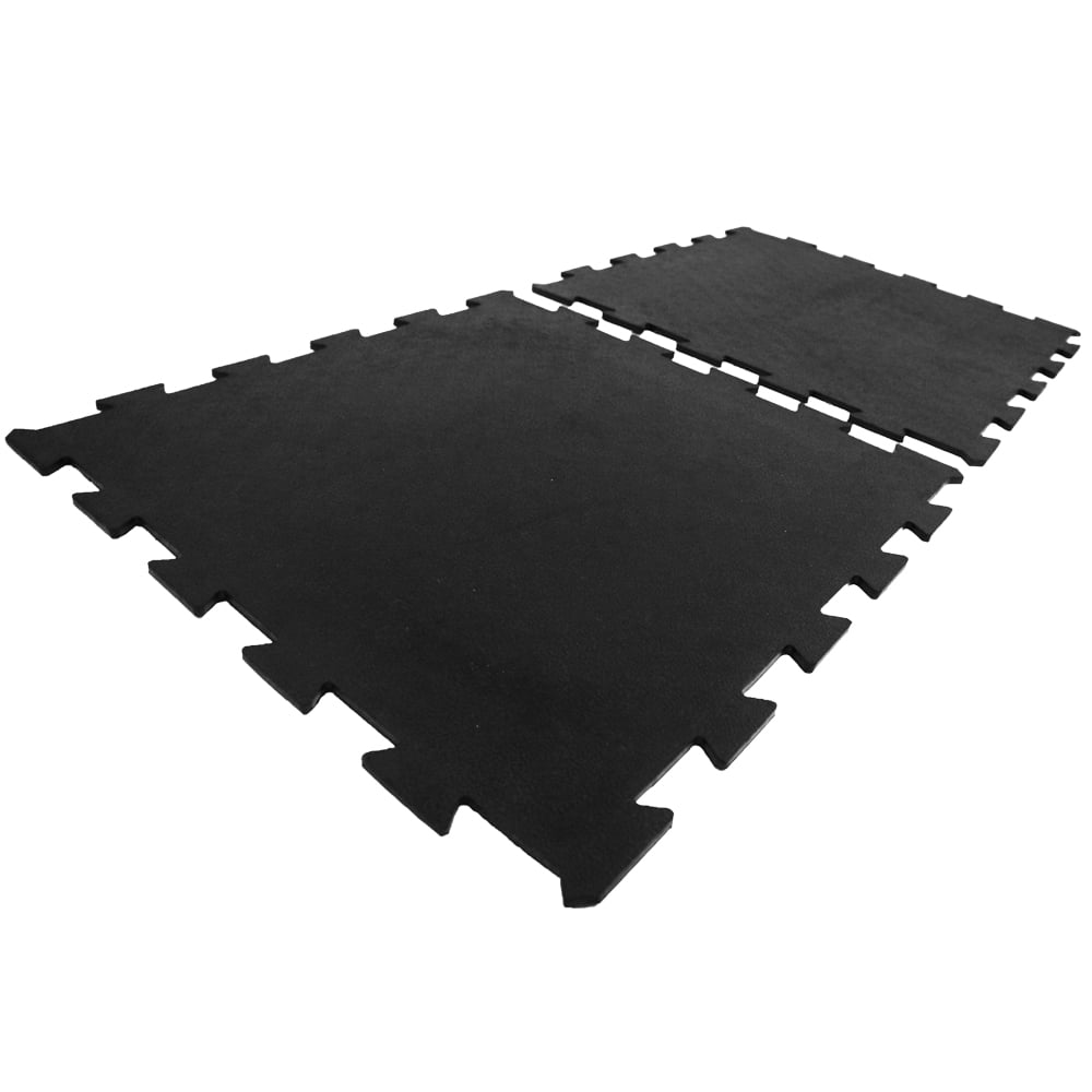 Rubber-Cal Armor-Lock Interlocking Rubber Mat Heavy-Duty Flooring (Black, 0.375 in x 2 ft x 2 ft) g05xl