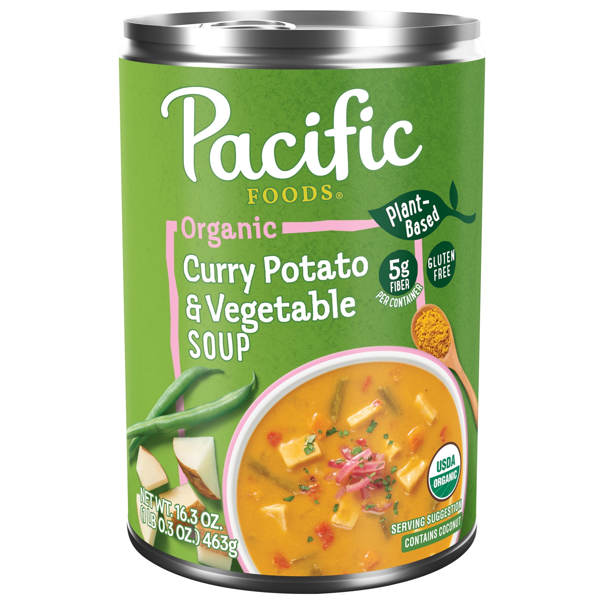 Pacific Foods Organic Curry Potato and Vegetable Soup, Plant-Based Vegan Meal (12 Pack, 16.3 oz) twsvm