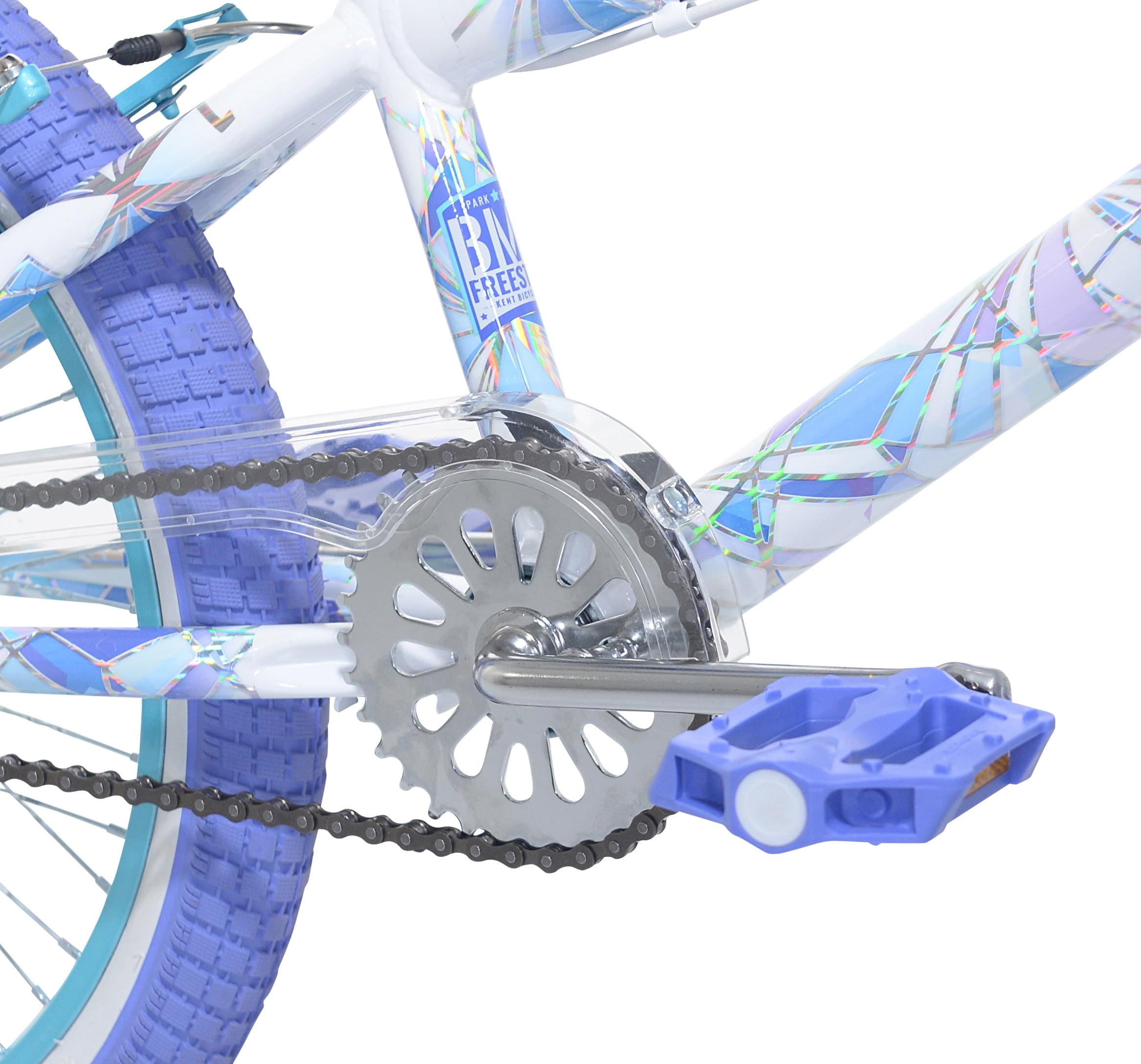 Kent Shimmer BMX Bicycle, Durable Steel Frame, Dual Caliper Brakes (White/Purple, 20 in) rzftm