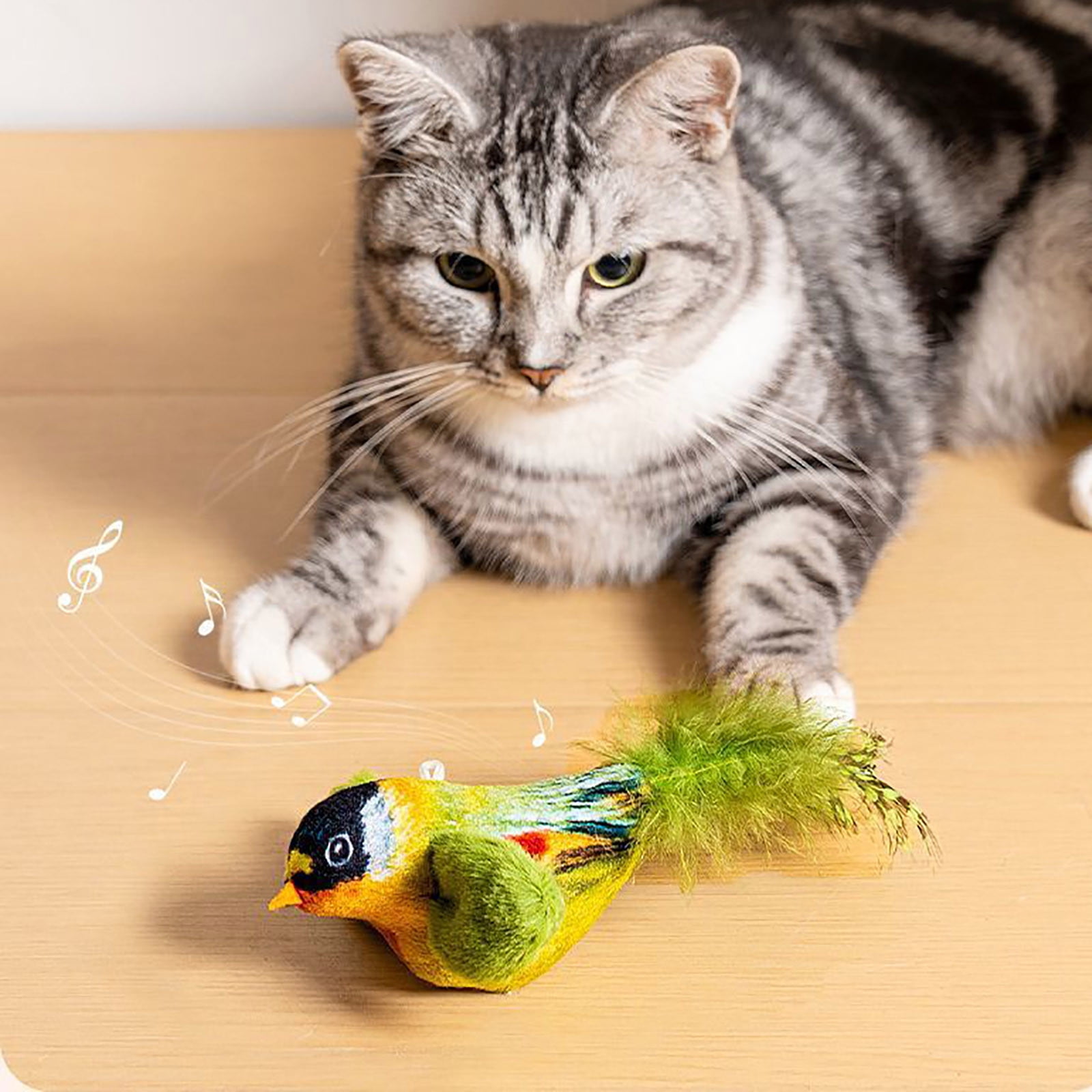 Infidev Interactive Flying Bird Cat Toy, Electric Flapping Wing Simulation Sparrow with Chirping Sound (Green, 1 Pack) 8y2wb