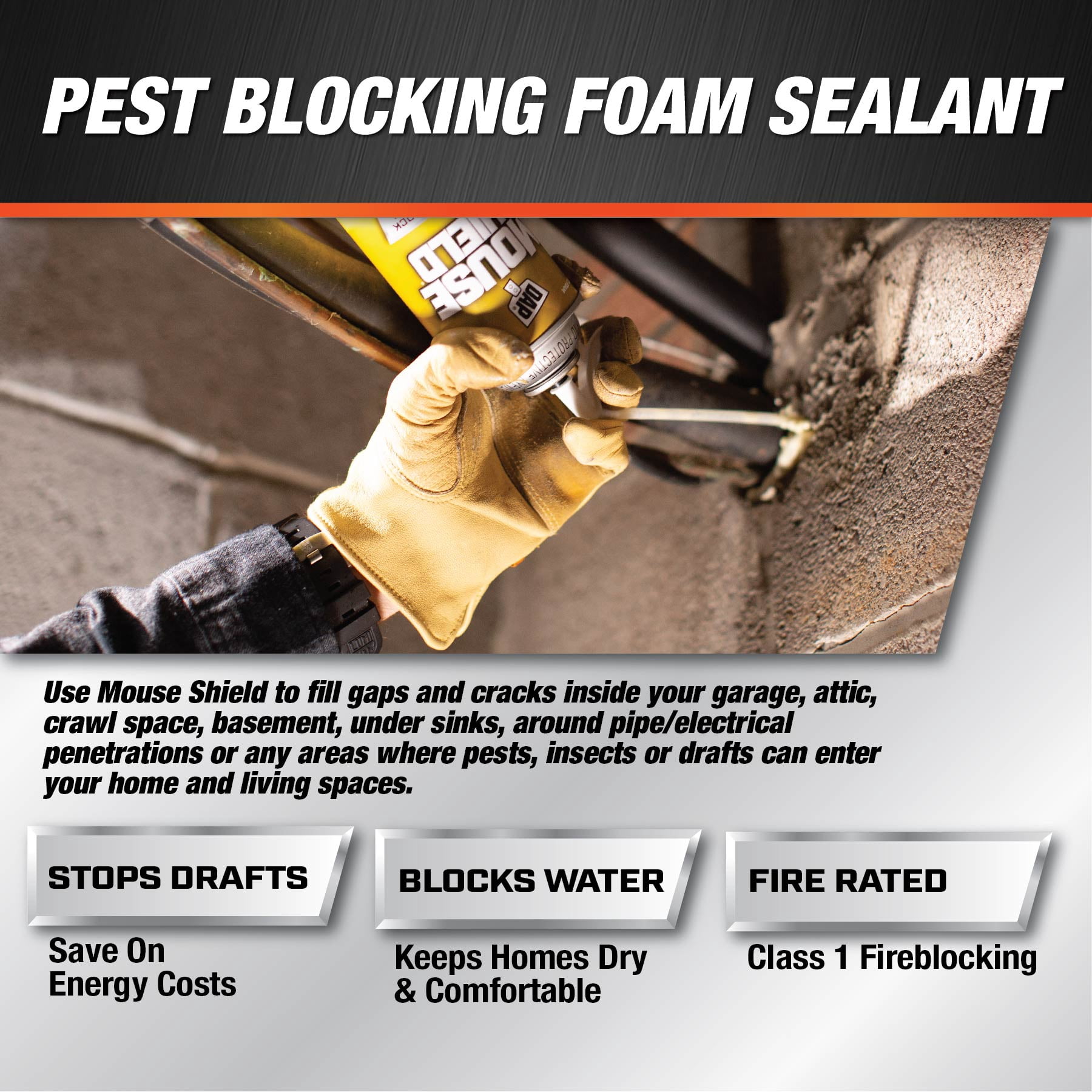 DAP Mouse Shield Foam Sealant and Blocker, Pest-Resistant Gap Filler (Off White, 12 oz) 2gcxe